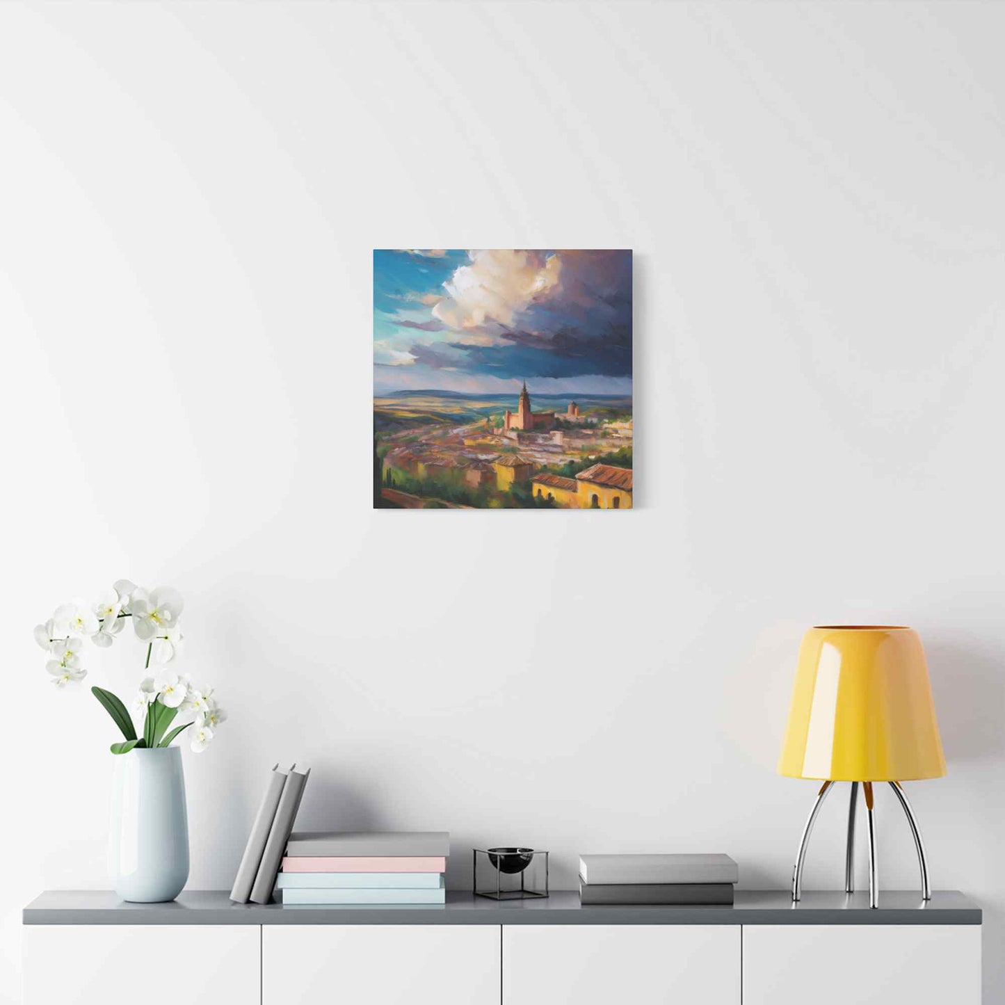 Spanish City Print Canvas, Oil Paint Print 20x20, 24x24, 30x30, 32x32, 36x36 Art Design Print Pine-Wood Inner Frame MC-57