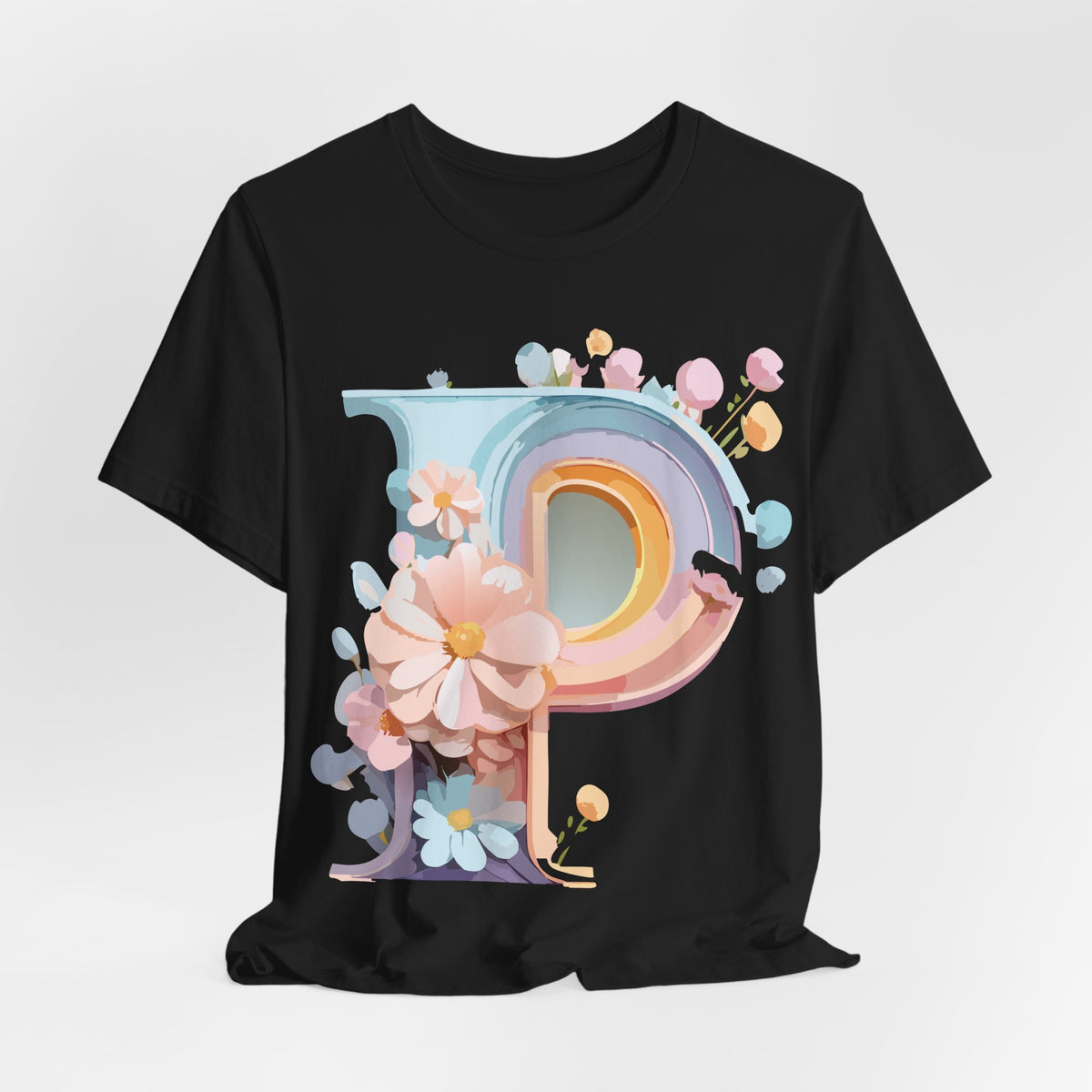 Letter P Graphic Unisex Cotton Bella+Canvas Tee with Art Letter Design