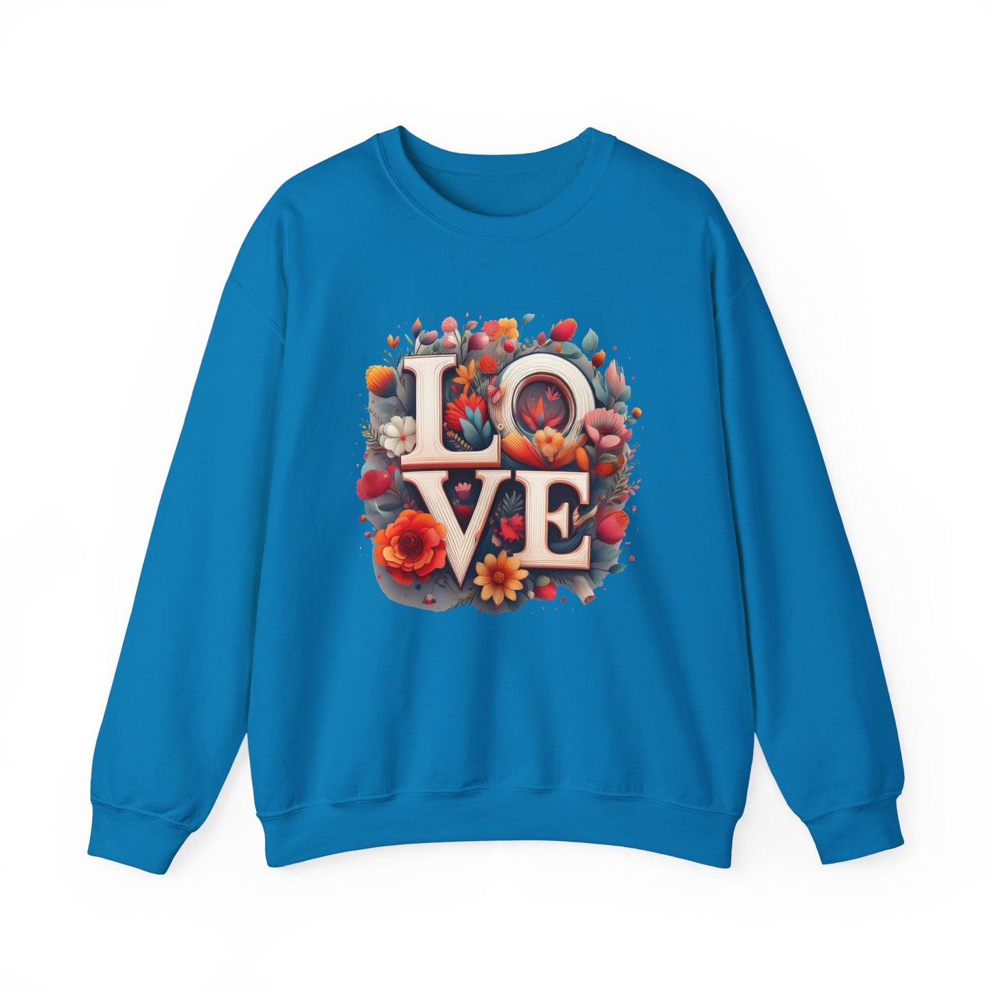 Floral Love Valentines Day Sweatshirt Unisex Crewneck Love Flower Gift Idea Cozy Everyday Wear