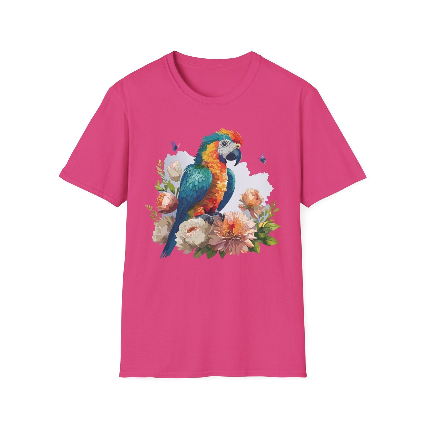 Bird T Shirt Floral Bird Print Unisex Softstyle Cotton Tee Animal Graphic Tee For Everyday Wear