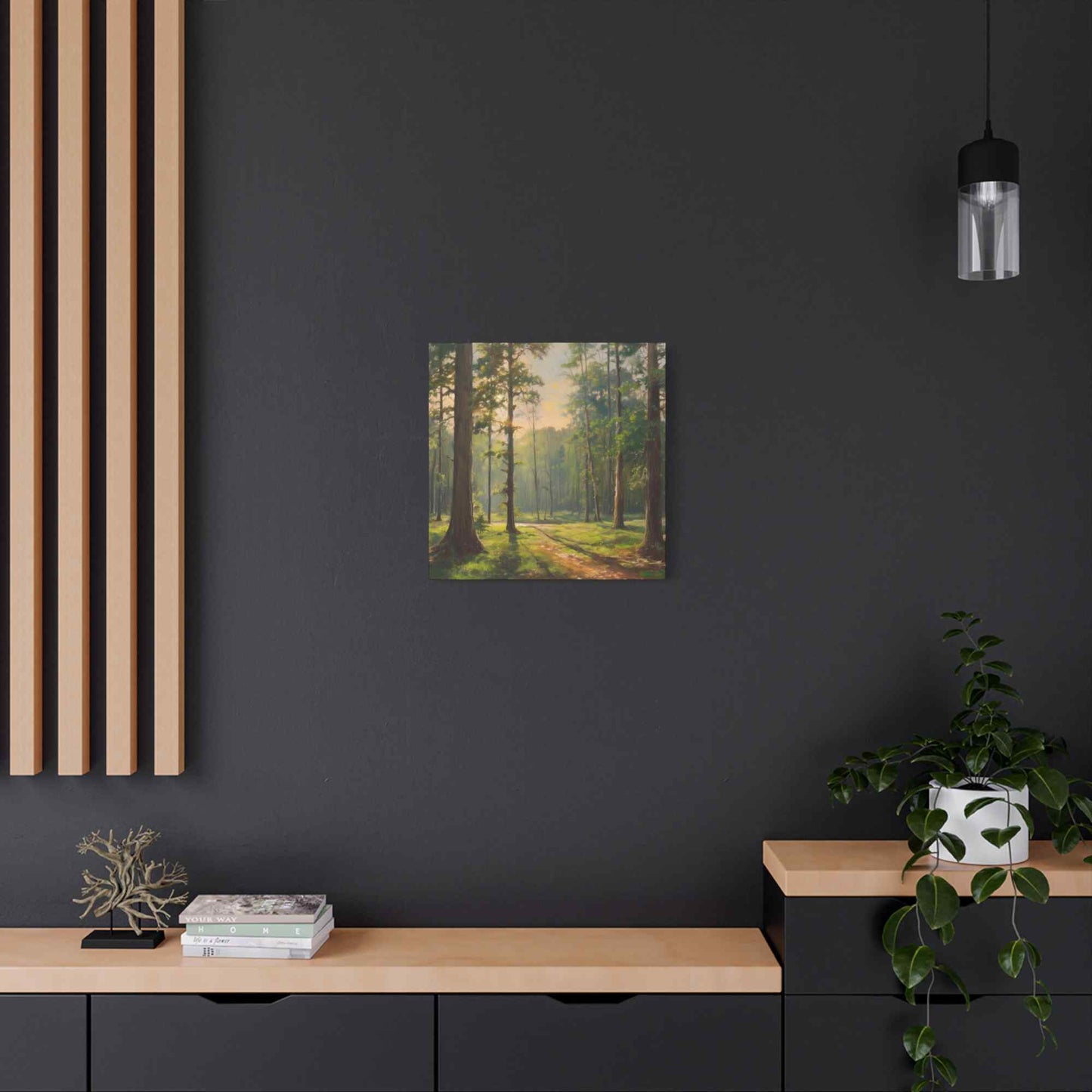 Forest Print Canvas, Trees Oil Paint Print 20x20, 24x24, 30x30, 32x32, 36x36 Art Design Print Pine-Wood Inner Frame MC-69