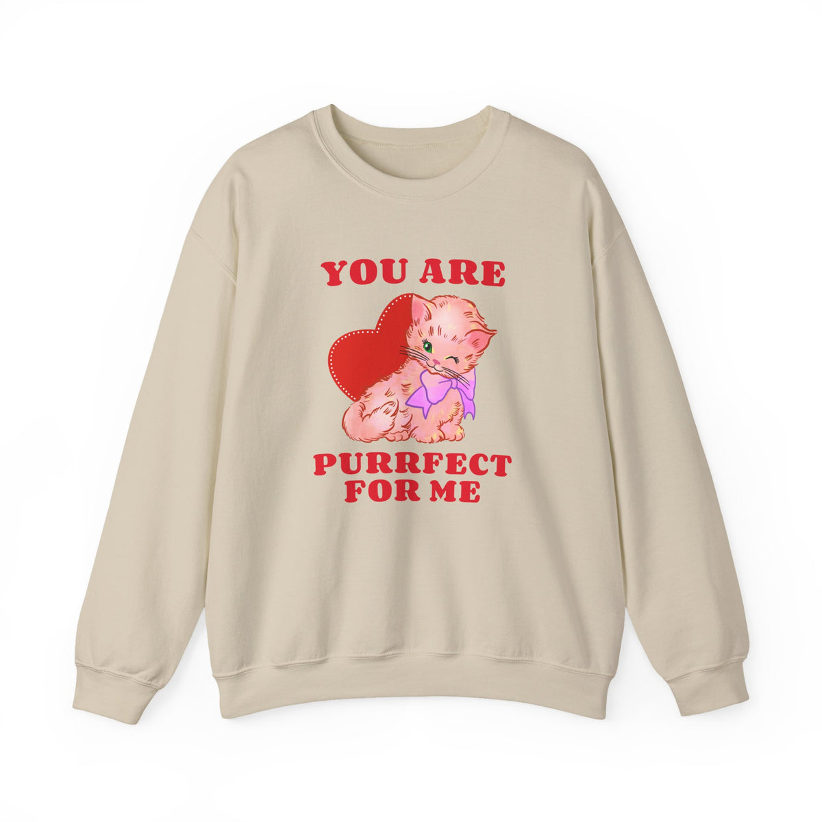 Cat Graphic Valentine's Day Sweatshirt Unisex 50/50 Cotton-Poly Animal Sweatshirt w09