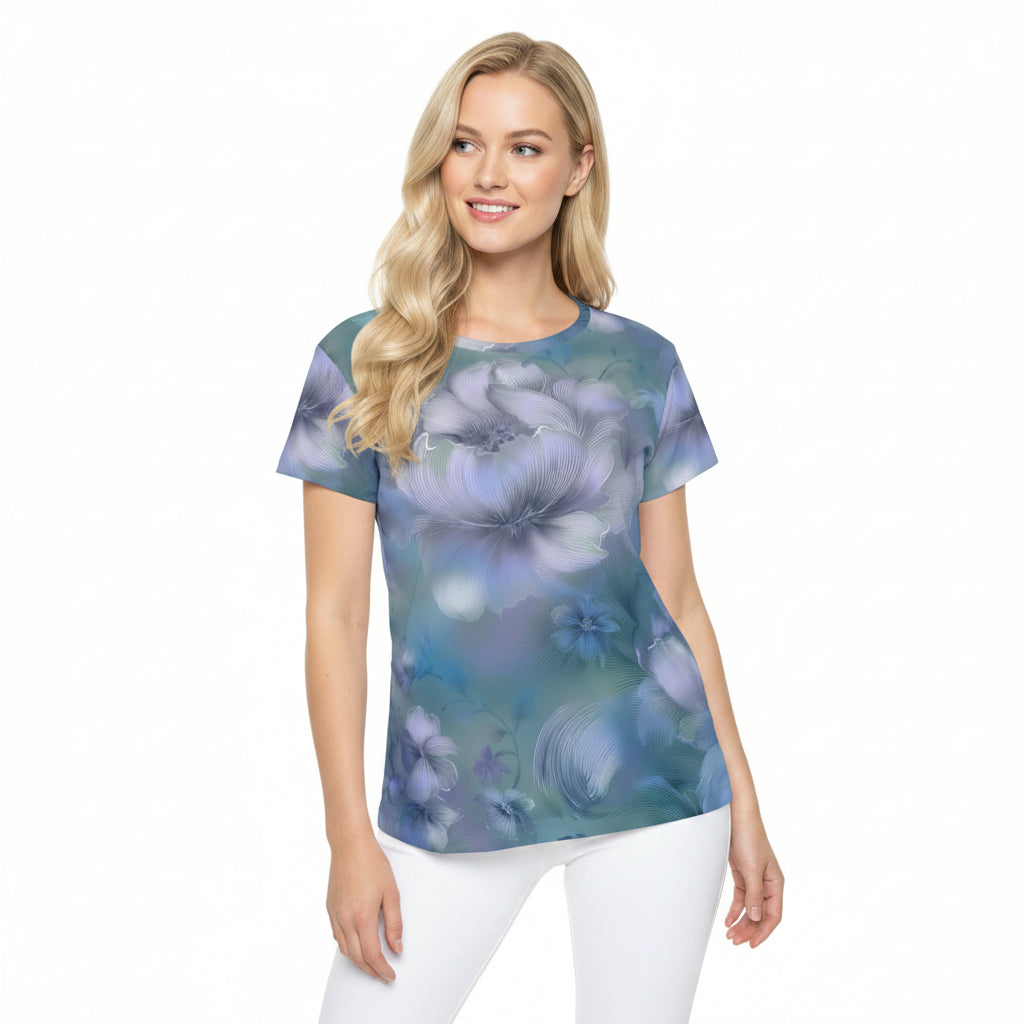Women Poly T-Shirt with Floral Print