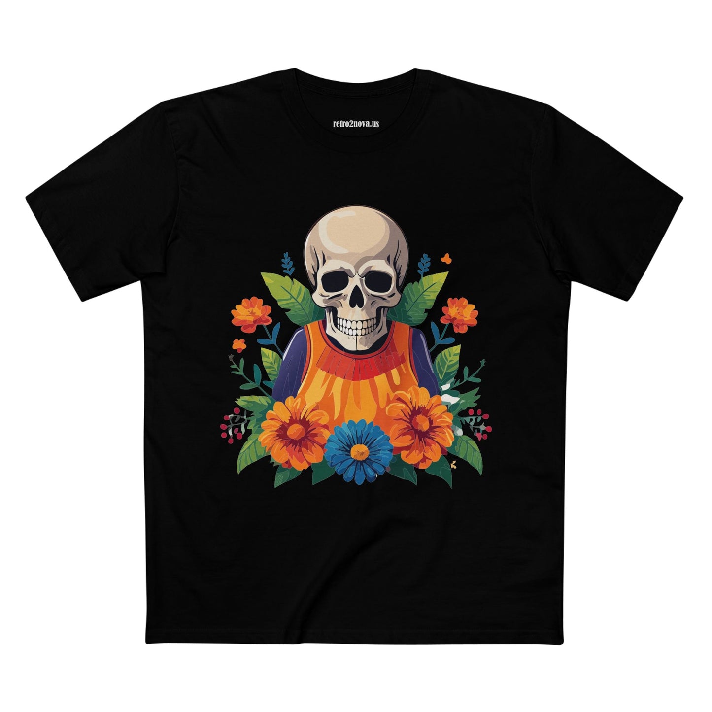 Retro2Nova Skull Shirt Unisex Skeleton Tee Premium Cotton Art Design Original Artwork Collection