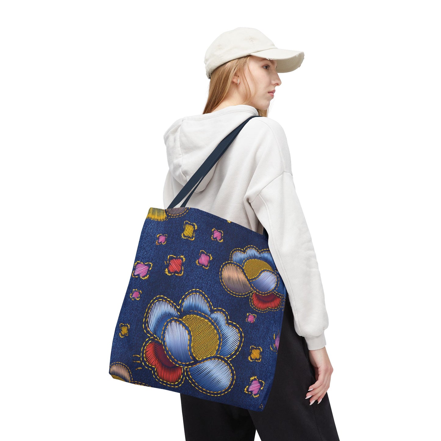 Denim Fabric Imitation Print Unisex Canvas Bag Poly Spun 3 Sizes Tote Bag 159-6