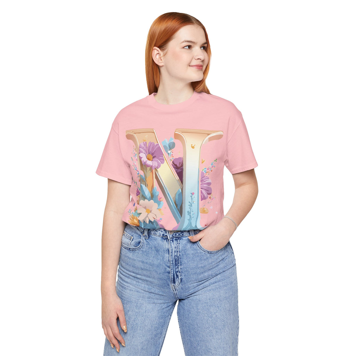 Letter N Graphic Unisex Cotton Bella+Canvas Tee with Art Letter Design