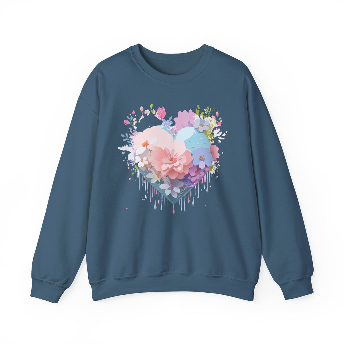 Floral Heart Love Graphic Valentine's Day Sweatshirt Unisex 50/50 Cotton-Poly Sweatshirt w22