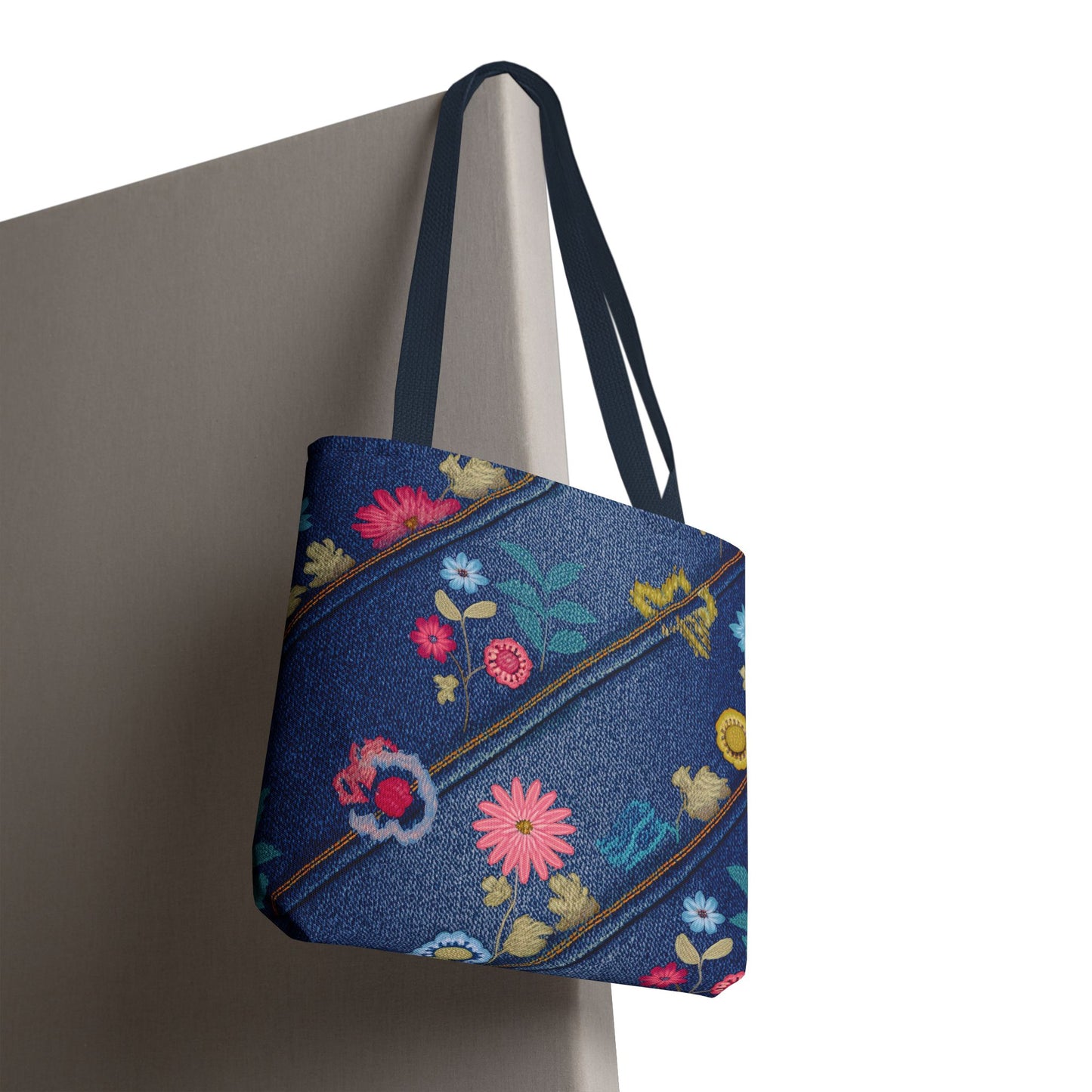 Denim Fabric Imitation Print Unisex Canvas Bag Poly Spun 3 Sizes Tote Bag 164