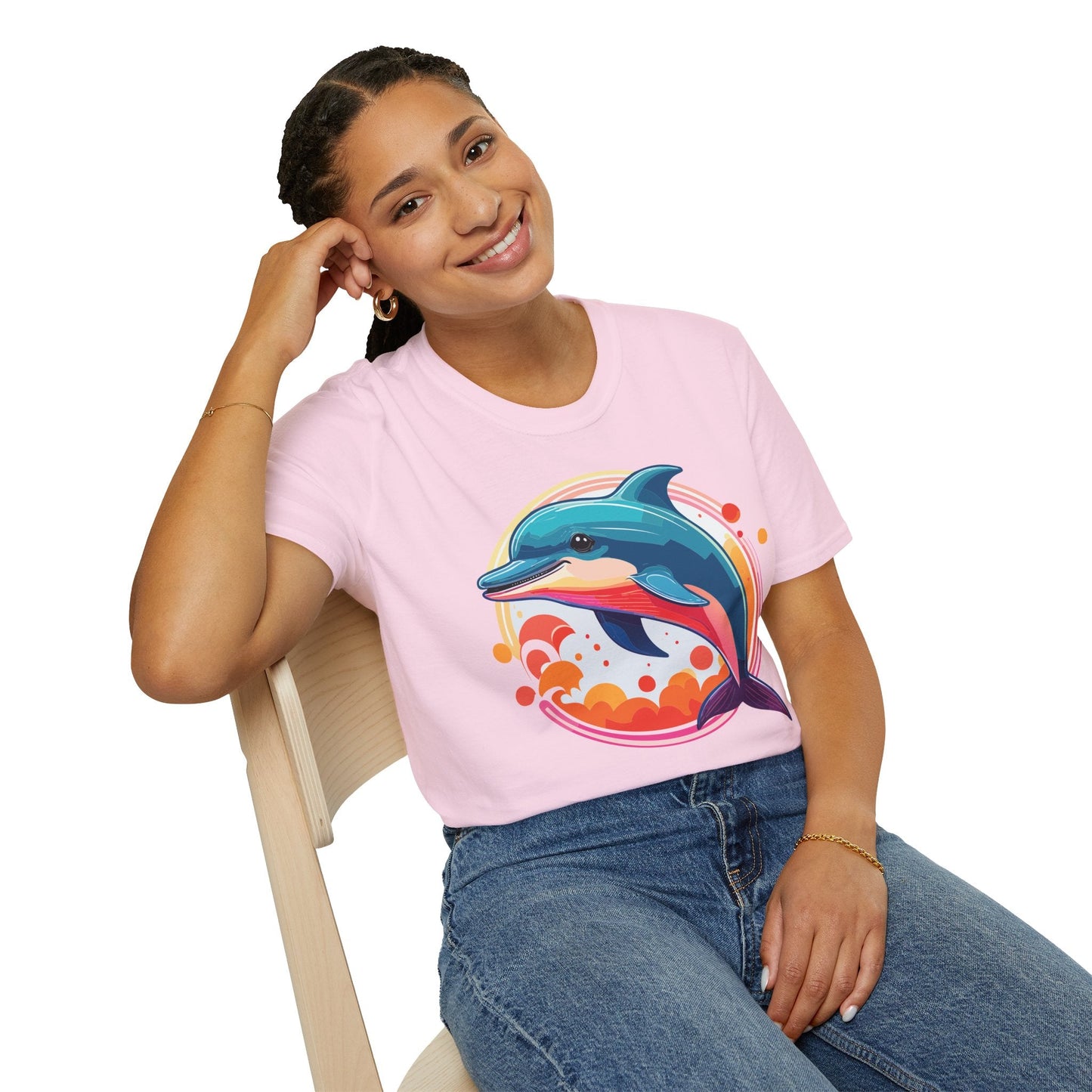 Dolphin Shirt Unisex Softstyle Tee Short Sleeve 100 Percent Ring Spun Cotton Gildan 64000
