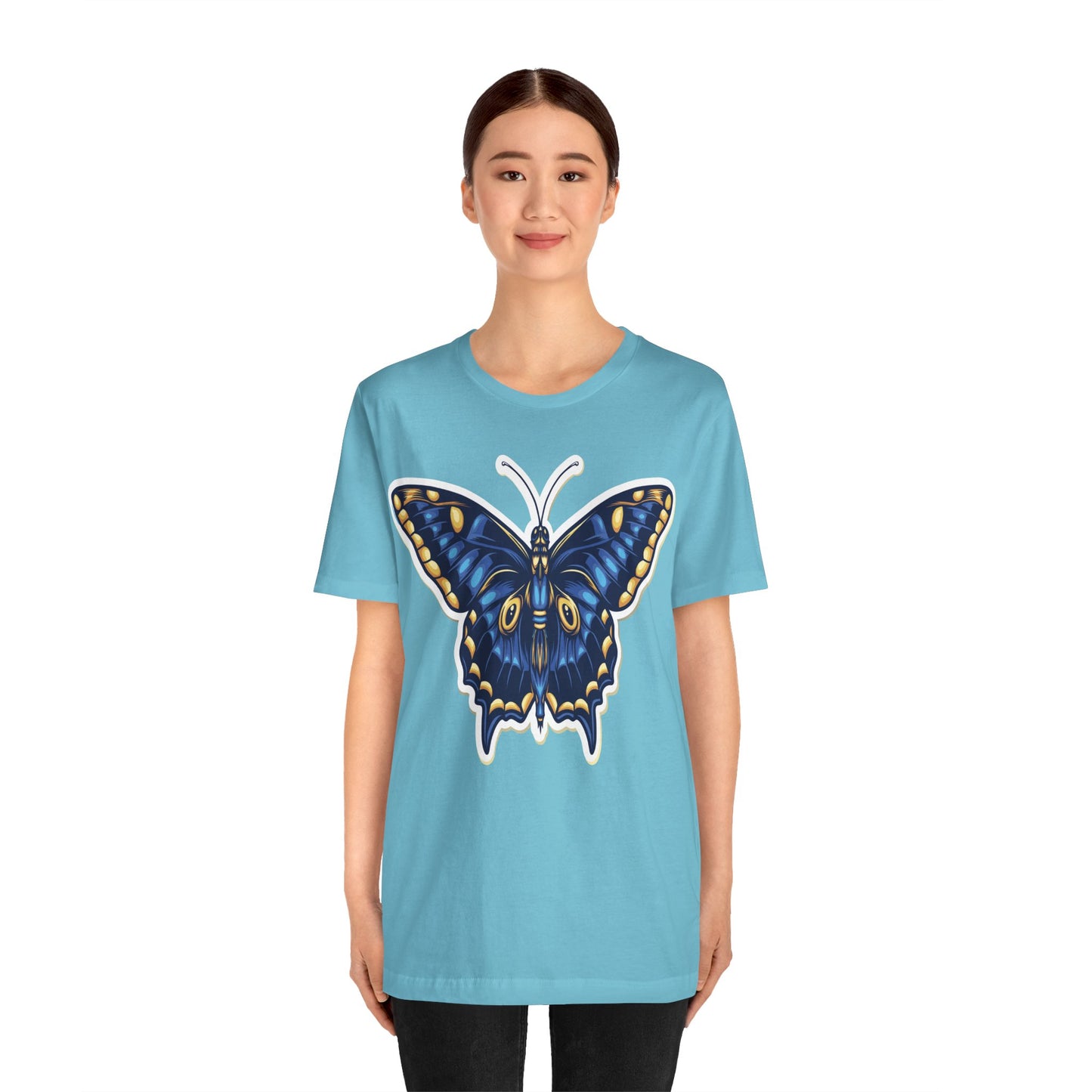 Cotton Tee Shirt with Butterfly Prints