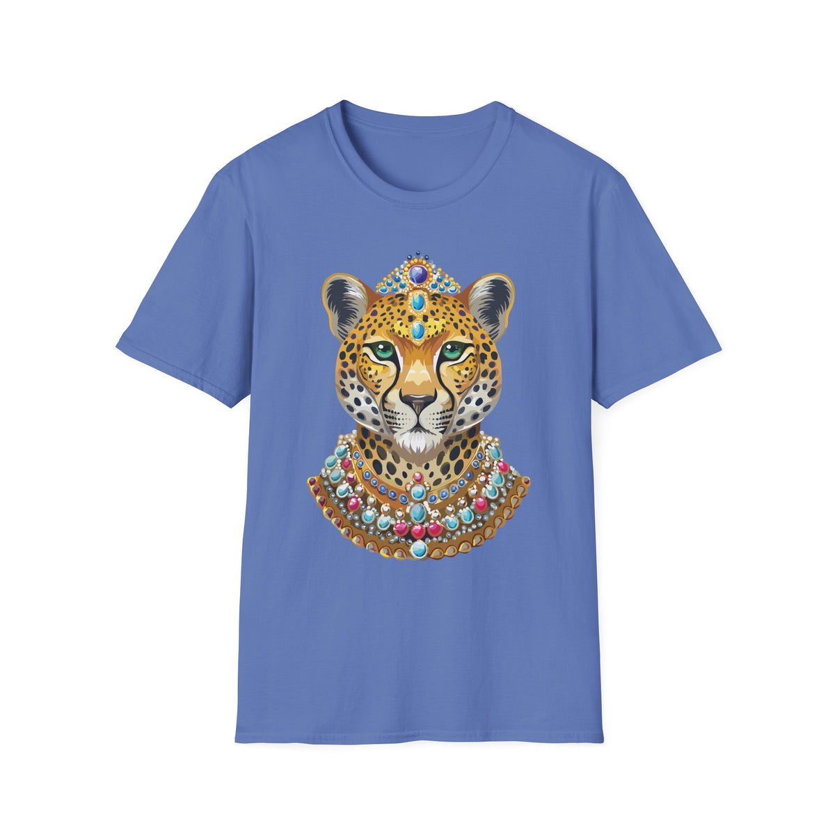 Jeweled Leopard Face T-Shirt | Regal Animal Portrait Tee