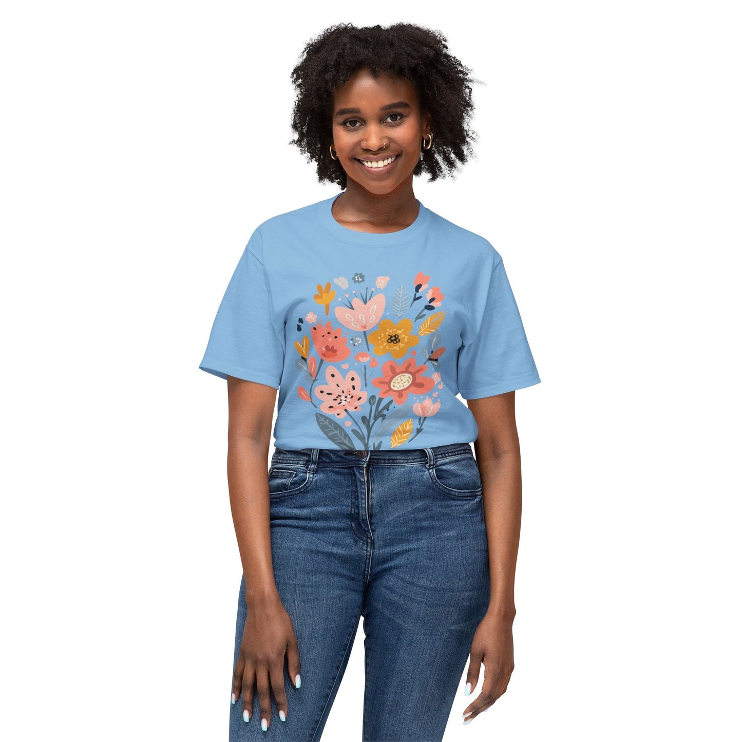 Unisex HD Cotton Floral Art Print T Shirt With Vintage Flowers Design Tee Premium Quality
