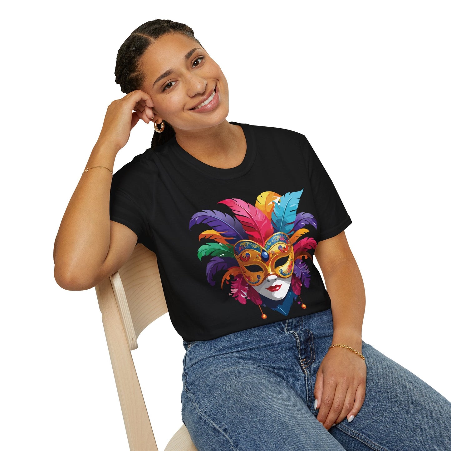 Unisex Mask Tee Shirt Gildan Softstyle 64000 Lightweight Comfortable Masquerade Design Tee