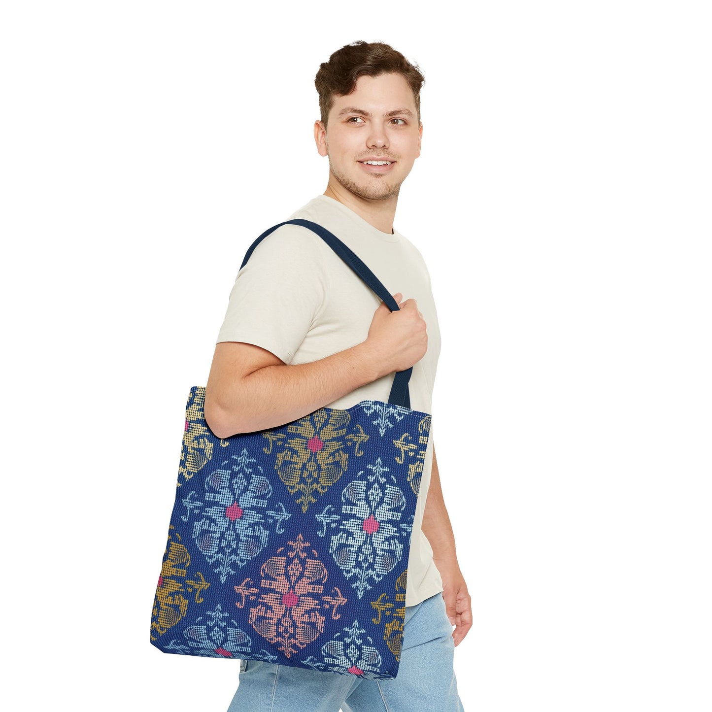 Denim Fabric Imitation Print Unisex Canvas Bag Poly Spun 3 Sizes Tote Bag 157