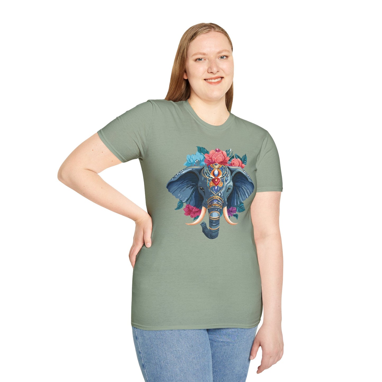 Elephant T Shirt Unisex Softstyle Tee Gildan 64000 100 Percent Ring Spun Cotton Fabric