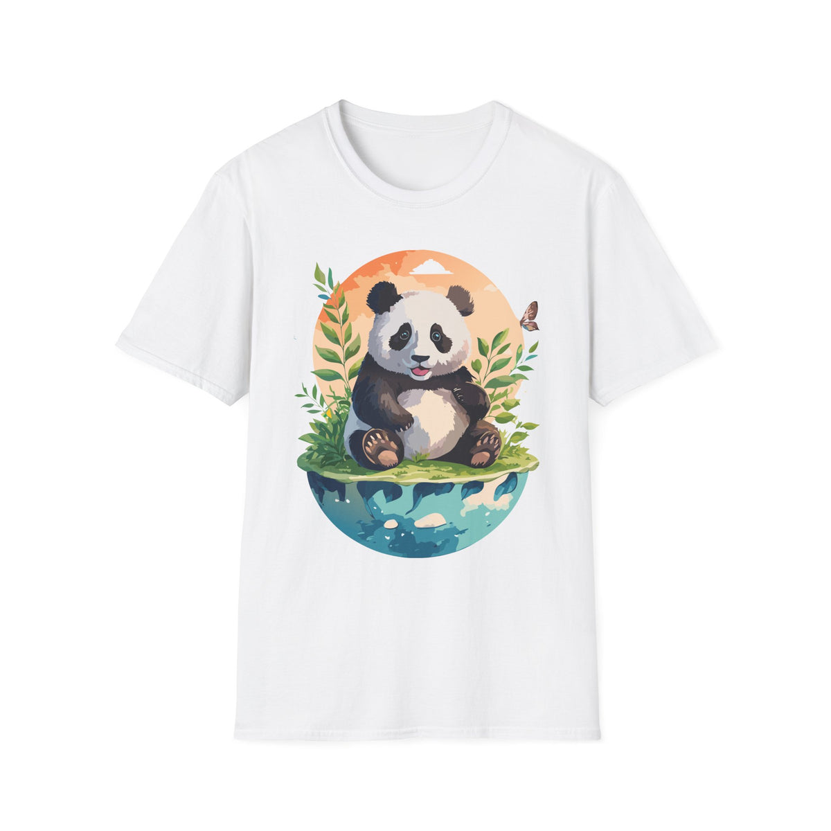 Cute Panda Illustration T-Shirt | Panda Bear Nature Scene