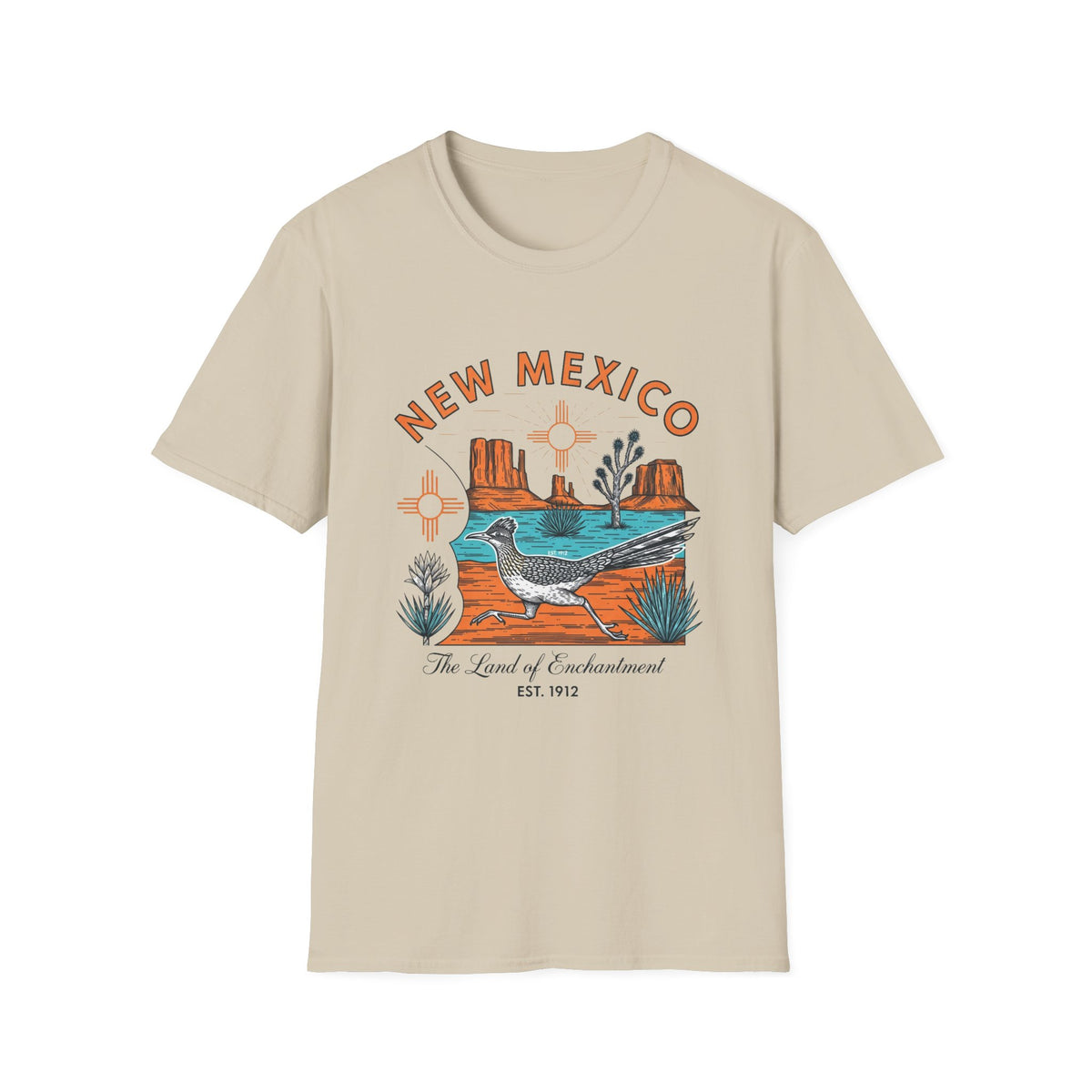 New Mexico Desertscape T-Shirt — The Land of Enchantment Travel Tourist Graphic Design Unisex 100 Cotton Gildan T-Shirt