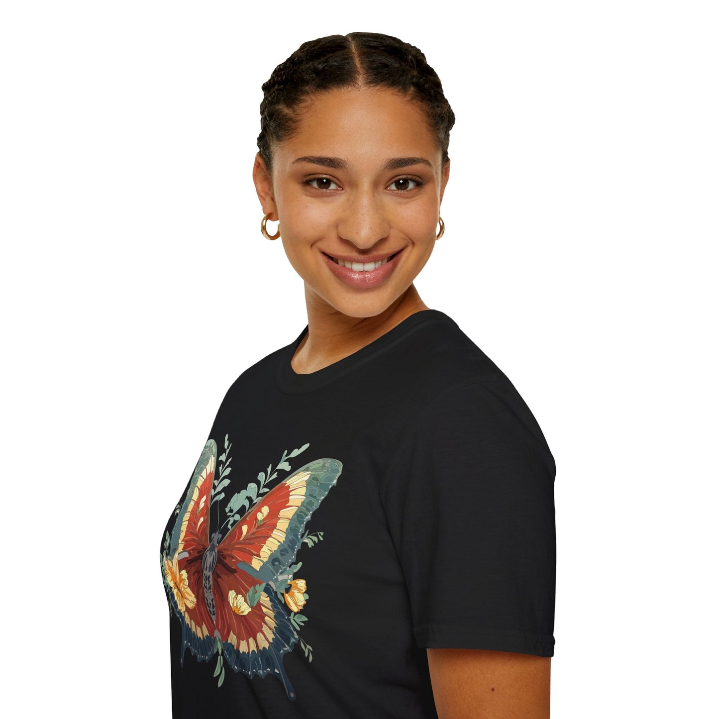 Butterfly T Shirt Unisex Gildan Softstyle 64000 Comfort Monarch Design 100 Percent Cotton