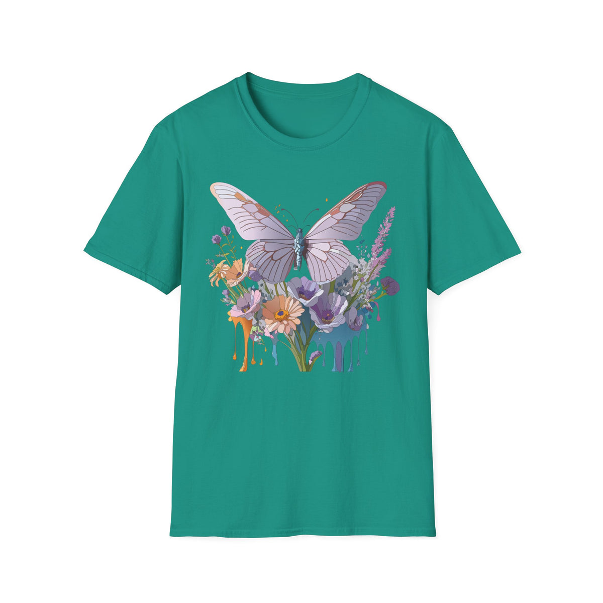Butterfly Floral T‑Shirt — Pastel Garden Wings Graphic Tee Unisex 100 Cotton Gildan T-Shirt
