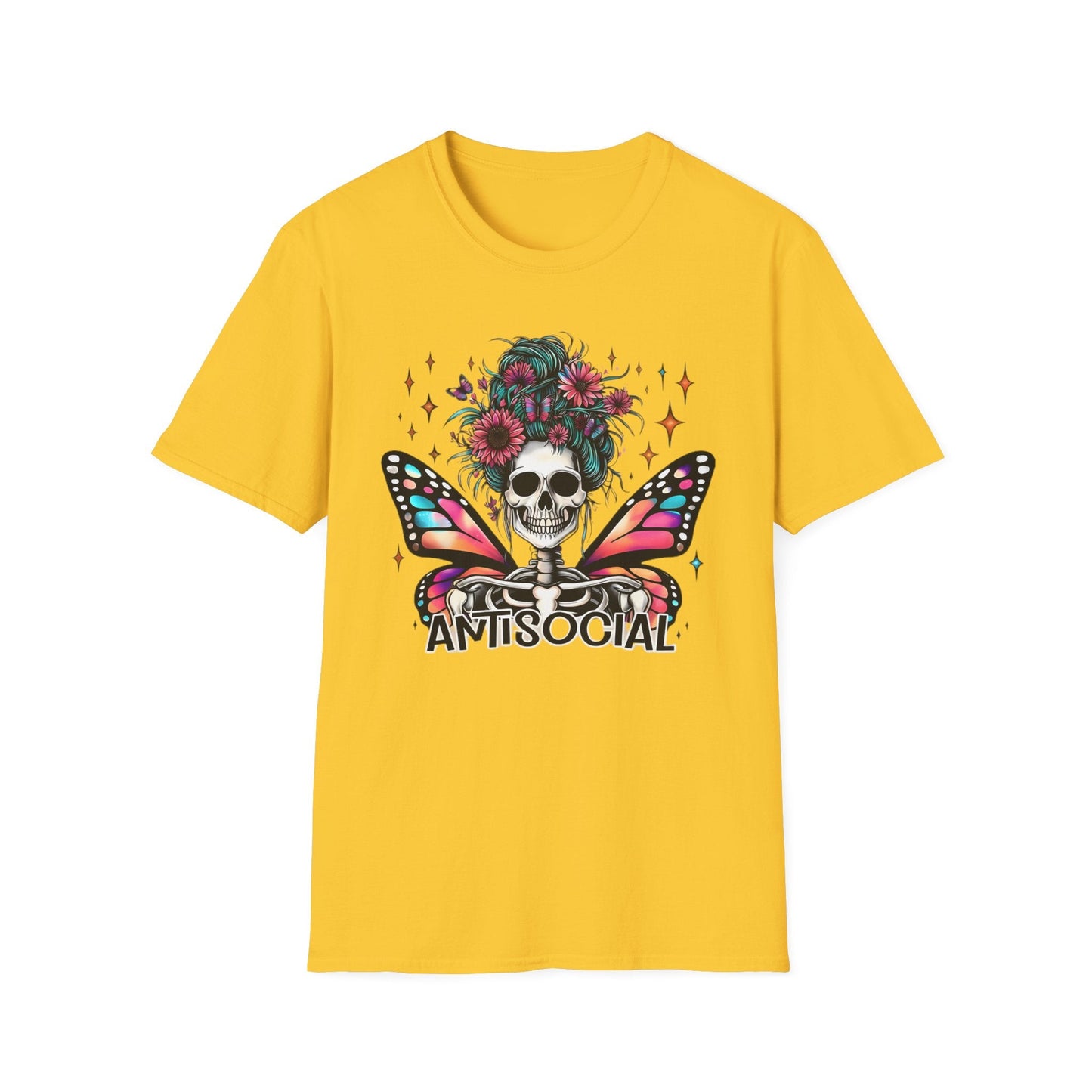 Unisex Skull Graphic Tee Shirt Short Sleeve Skeleton Gildan Softstyle 64000 100 Ring Spun Cotton