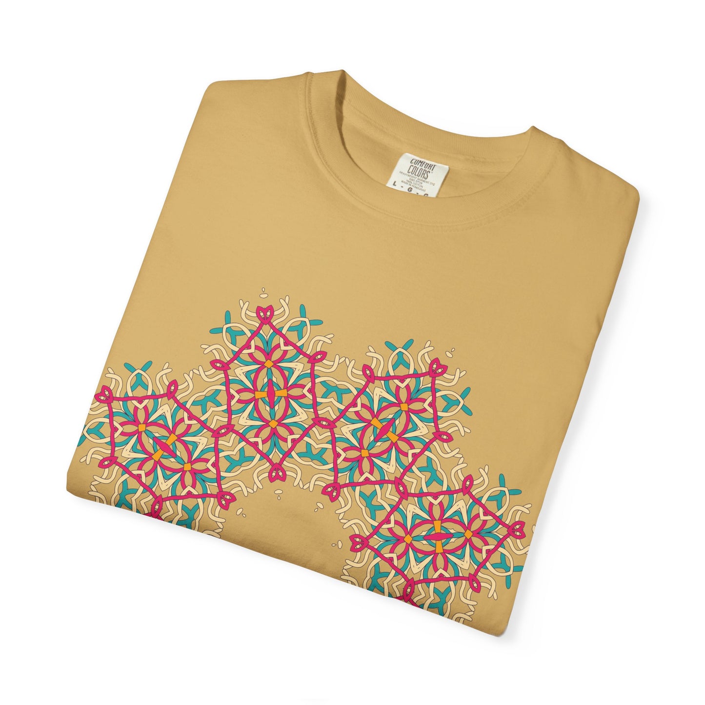 Unisex Garment Dyed Cotton T-Shirt with Mandala Graphic Design