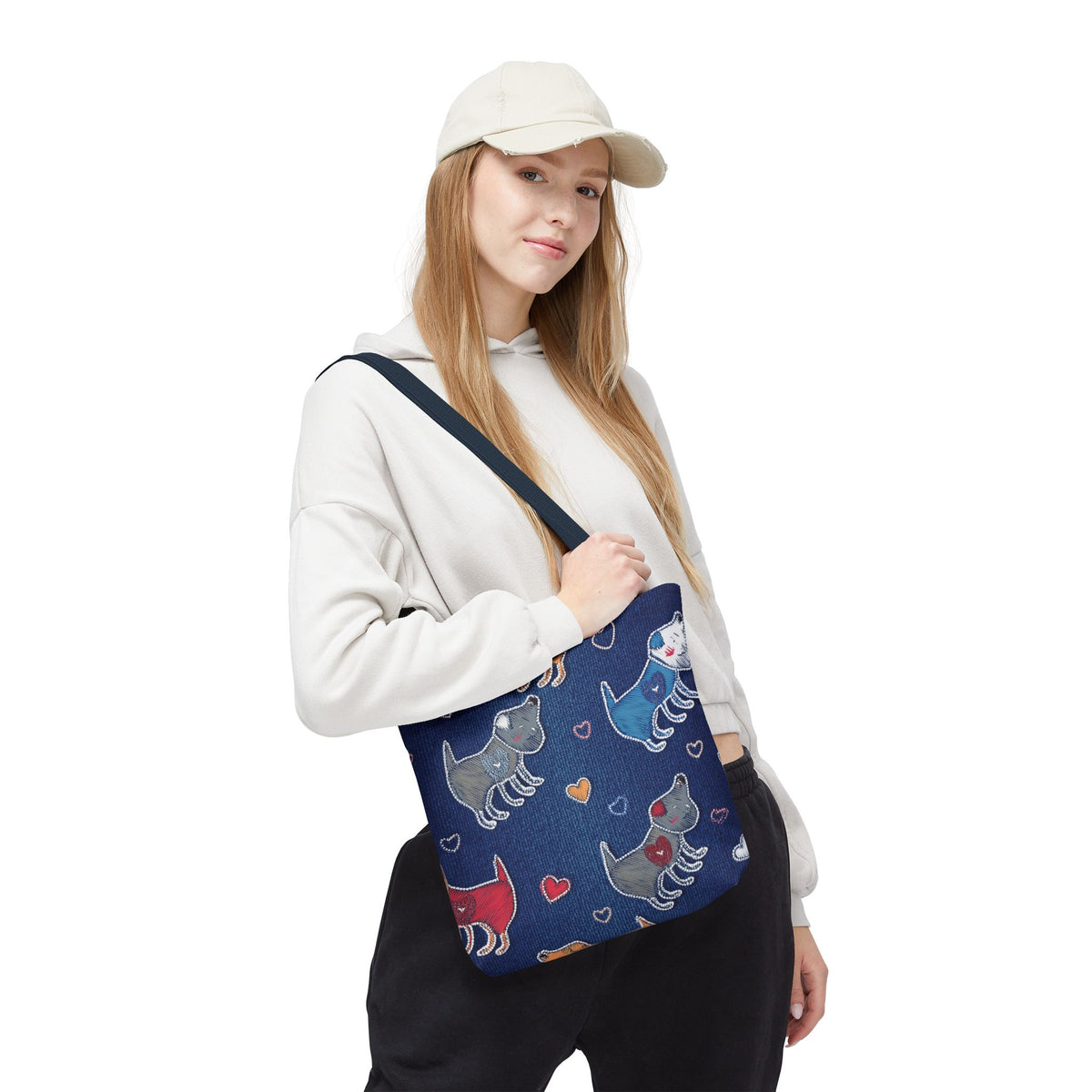 Love Day Graphic Design Denim Fabric Imitation Print Unisex Canvas Bag POLY 3 Sizes Tote Bag 201-13