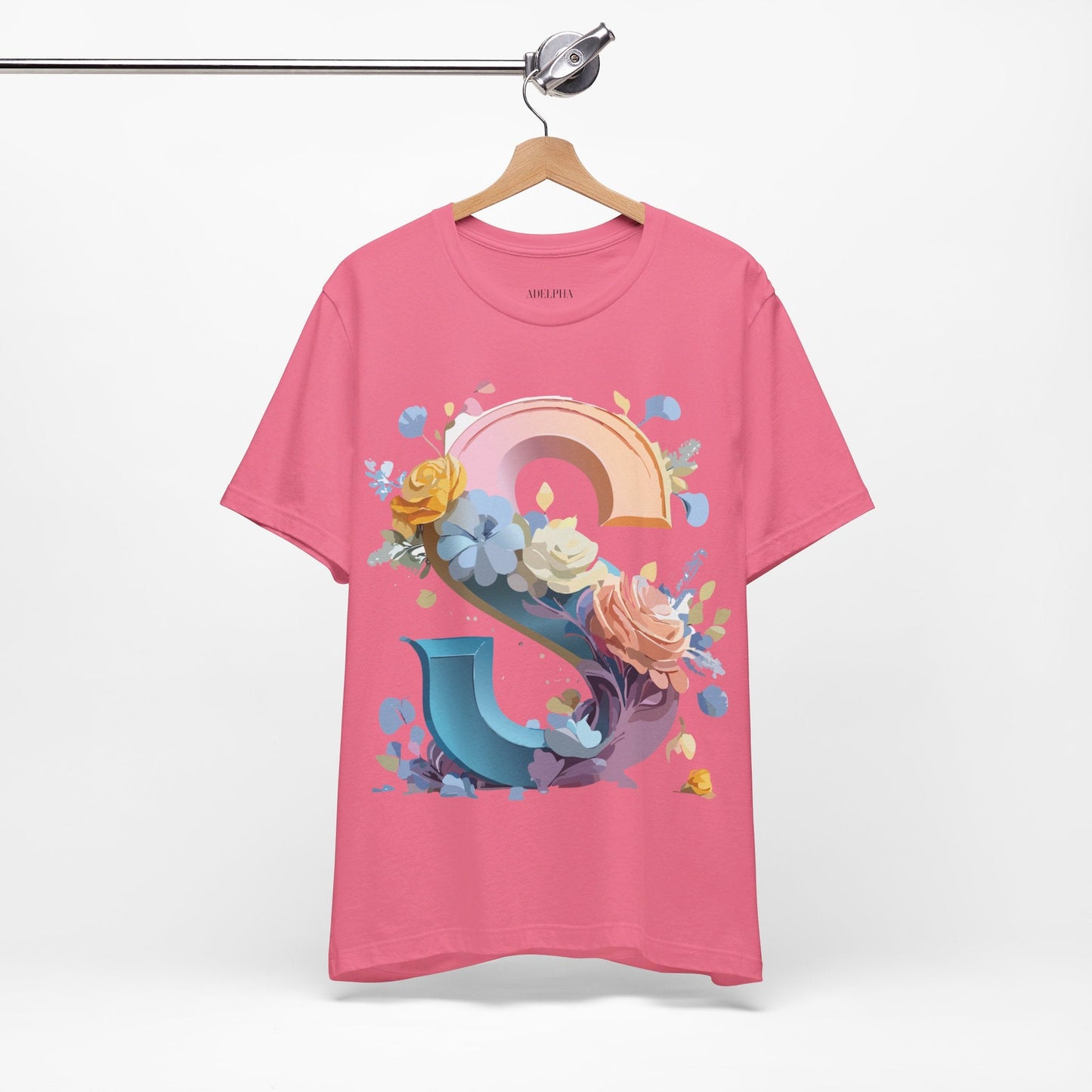Letter S Graphic Tee Unisex Short Sleeve Shirt Adelpha Vintage Inspired Art Design