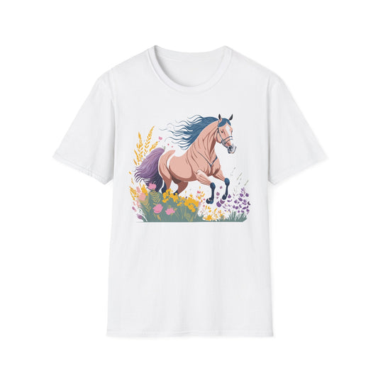 Unisex Horse Shirt With Animal Design Gildan Softstyle 64000 Tee