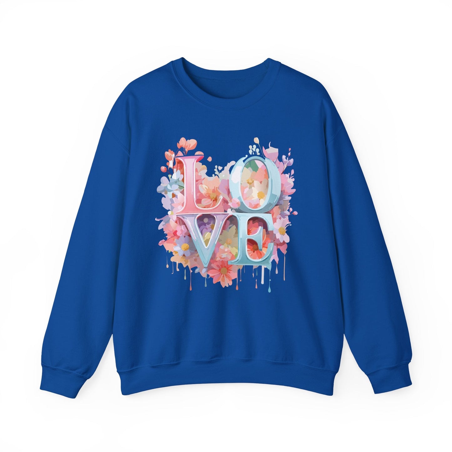 Floral Love Sweatshirt Unisex Valentines Day Crewneck Gildan 18000 50 Cotton 50 Polyester