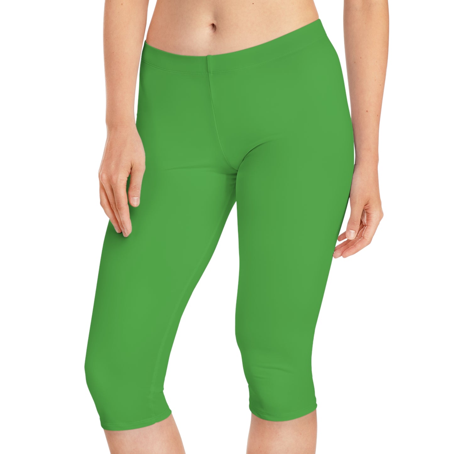 Green Color Capri Leggings, Green Capri Leggings 1