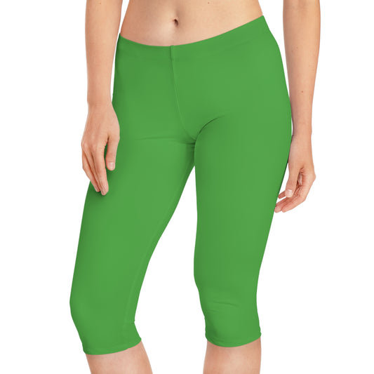 Green Color Capri Leggings, Green Capri Leggings 1