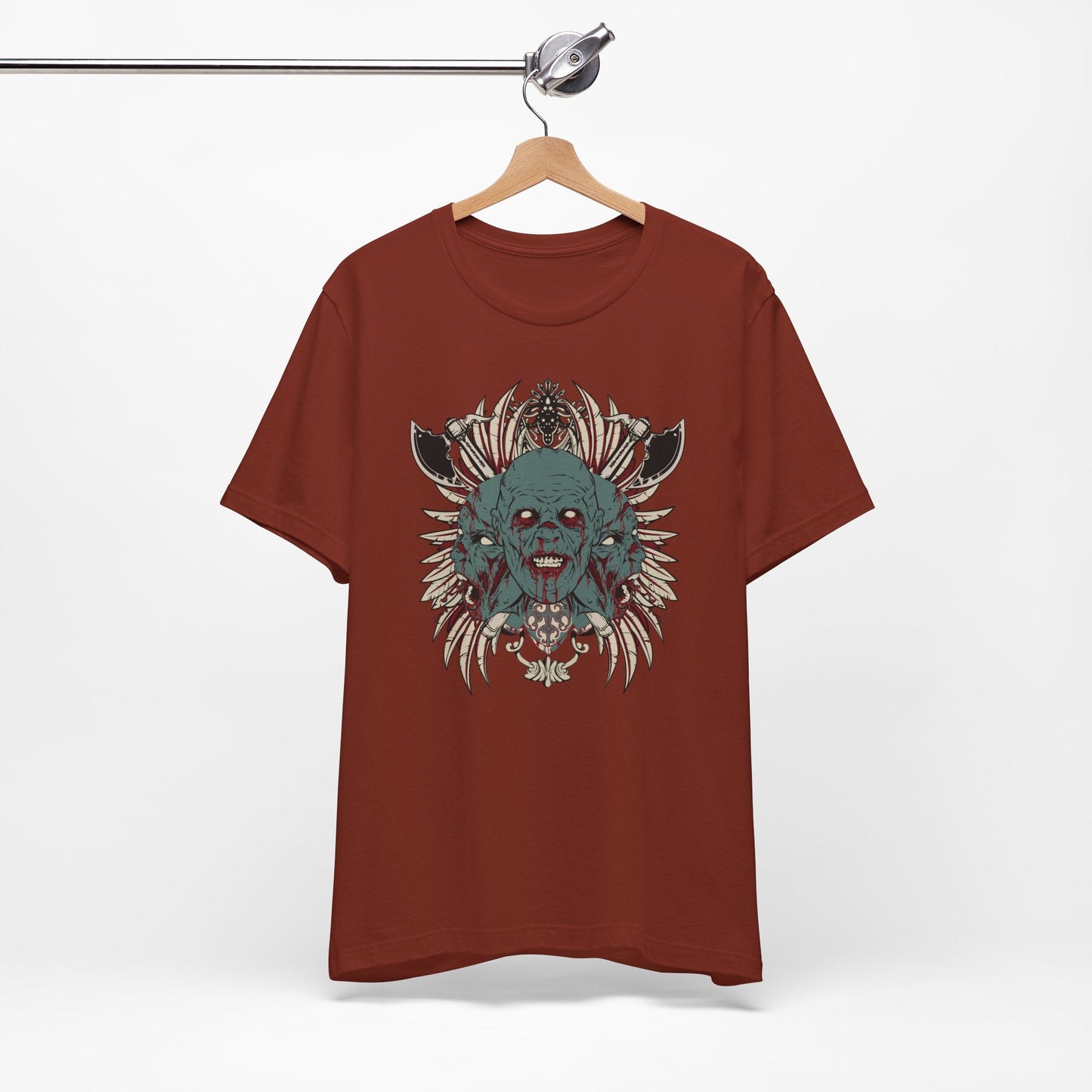 Zombie Skull Mandala T-Shirt Horror Graphic Tee, Gothic Skull Art-54-2