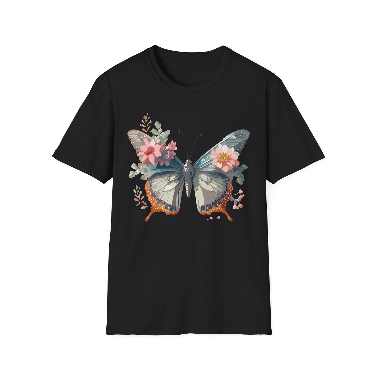 Butterfly Shirt Unisex Softstyle T Shirt Gildan 64000 Lightweight Ring Spun Cotton Monarch Design