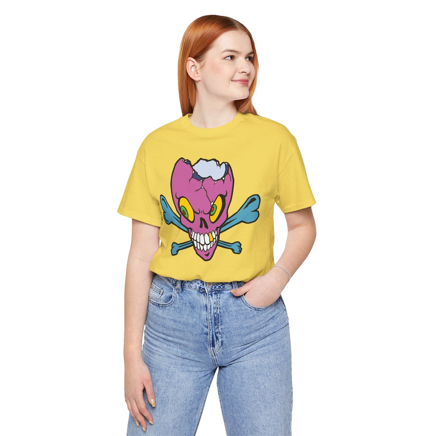 Purple Skull Graphic Design Tee, Skull Shirt, Vintage Tees, Art Design T-Shirt, Vintage Graphic Tee, Art Shirts with Skulls