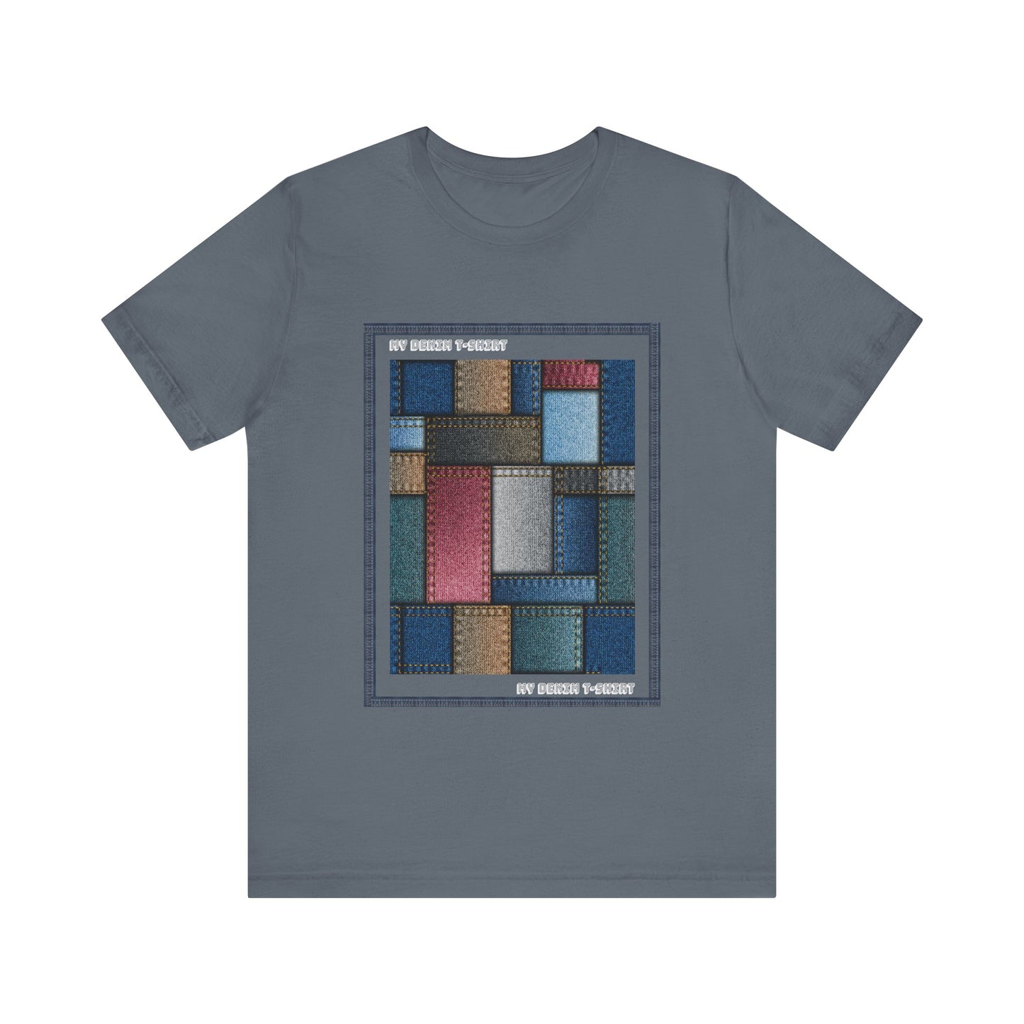 Unisex Cotton Tee Shirt with Denim Print