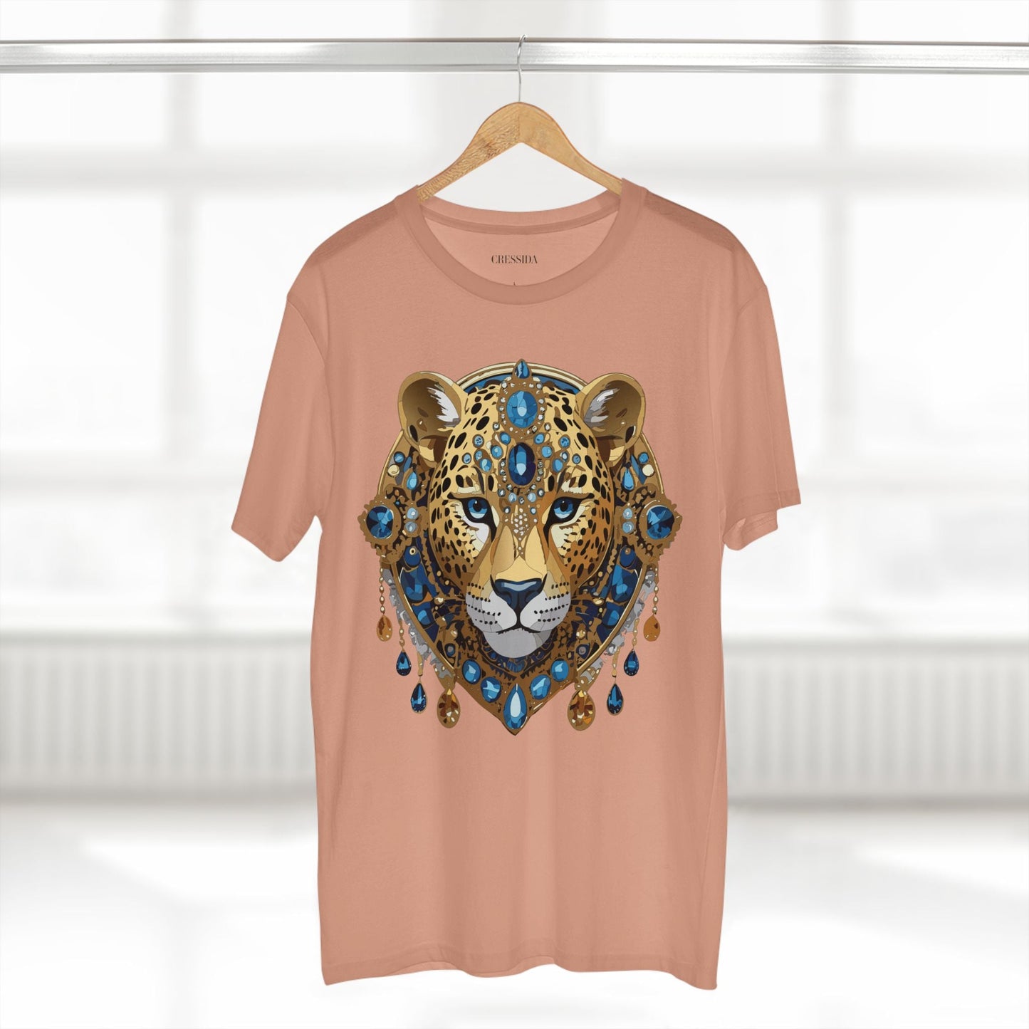 Cheetah Graphic Unisex 100 Cotton Tee With Unique Animal Golden Medallion Art Design 47