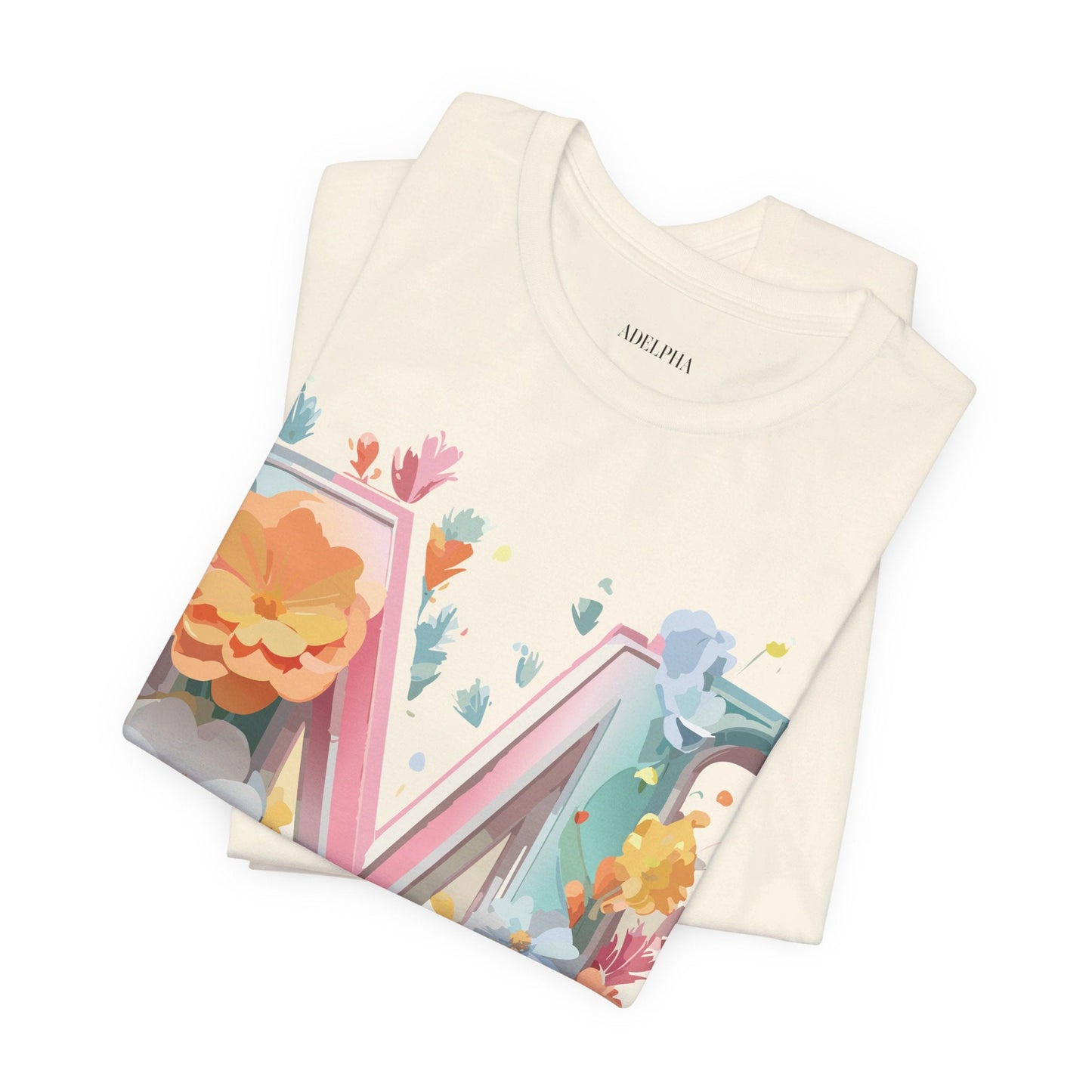 Letter M Graphic Tee Unisex Short Sleeve Shirt By Adelpha Vintage Artwork Design