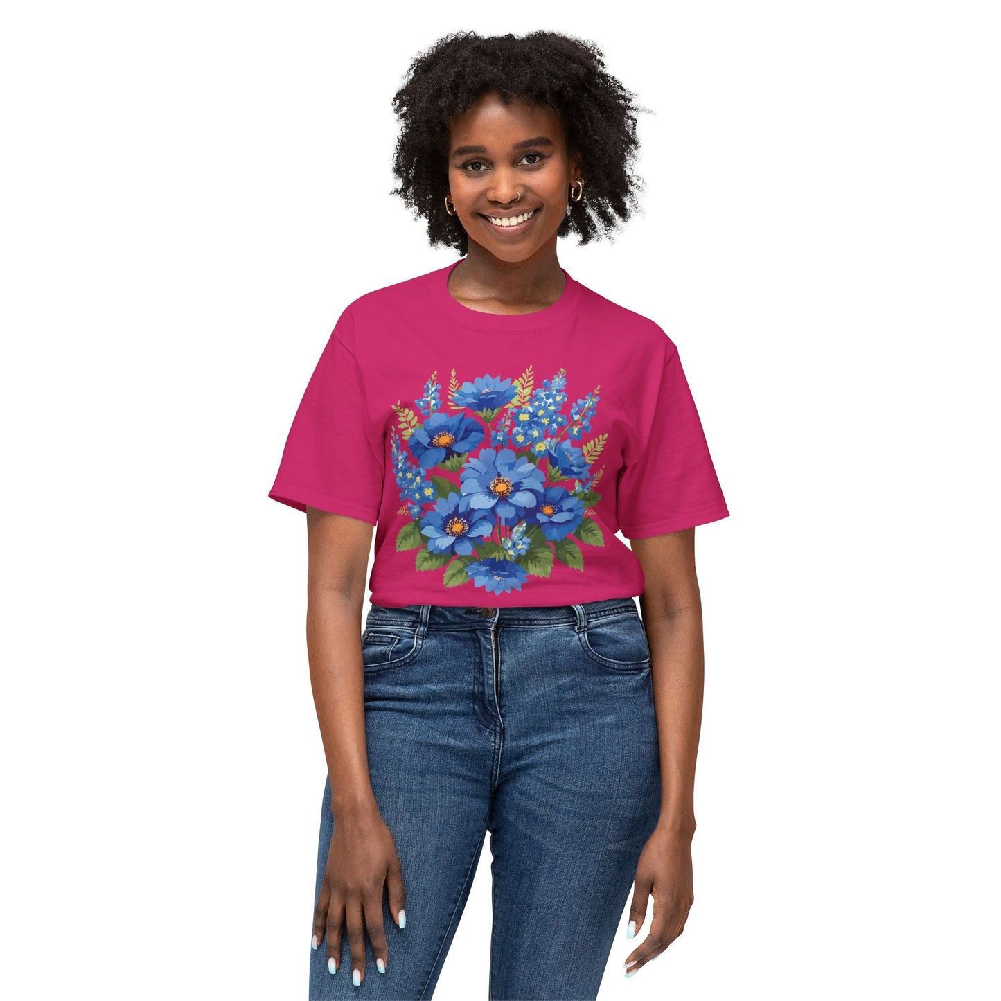 Unisex Floral Art T Shirt Cotton Tee With Vintage Flowers Art Print Breathable USA Made