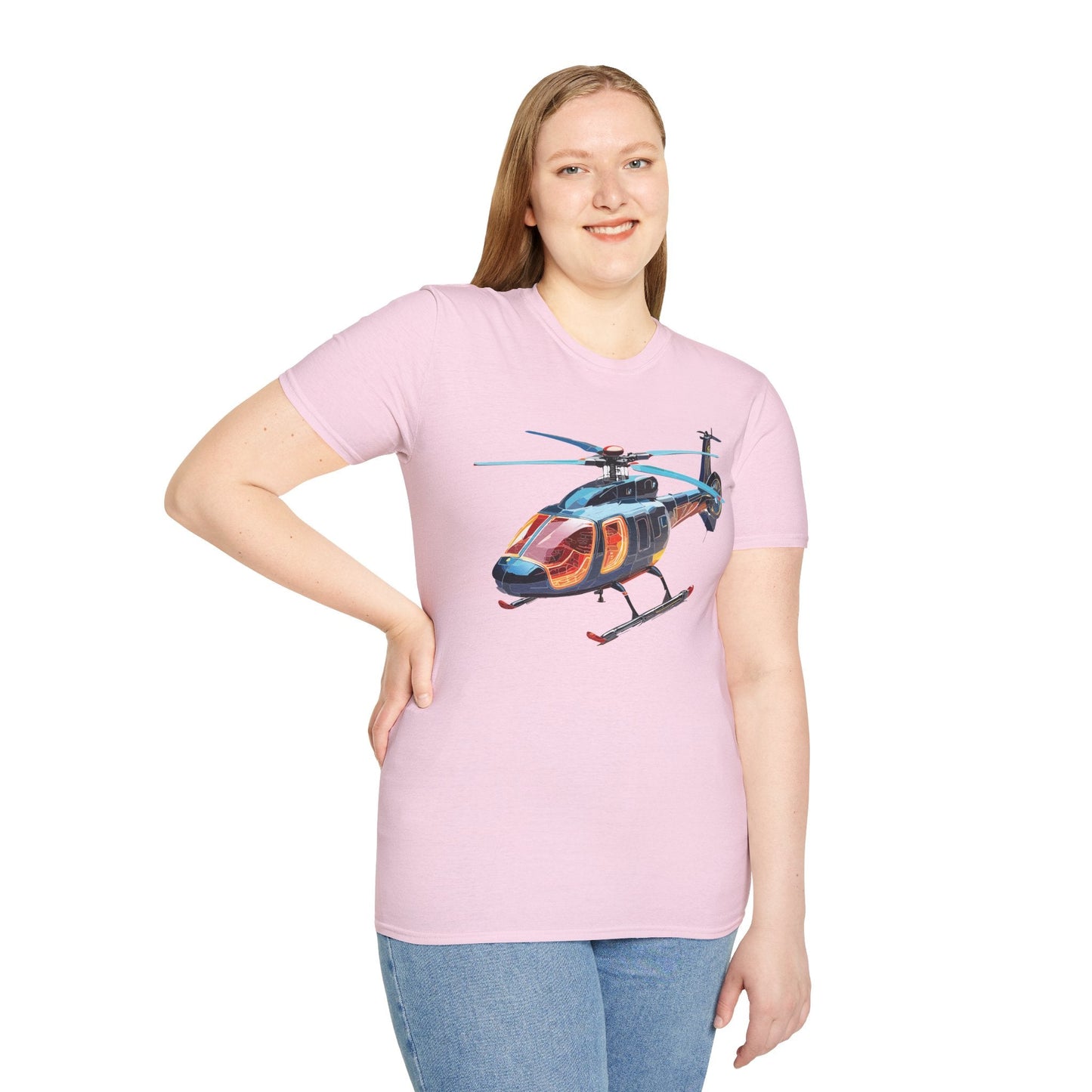 Unisex Helicopter Chopper Shirt Graphic Tee Softstyle 64000 100 Percent Ring Spun Cotton