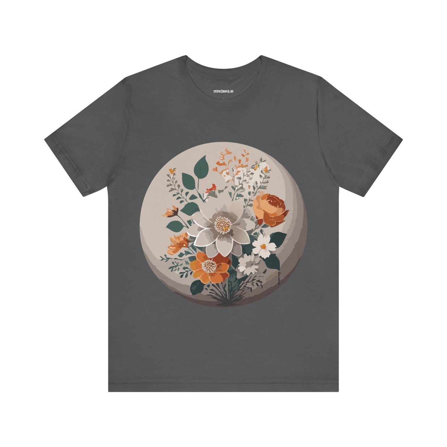 Retro2Nova Floral Shirt Unisex Short Sleeve Tee Lightweight Breathable Cotton Blend Jersey