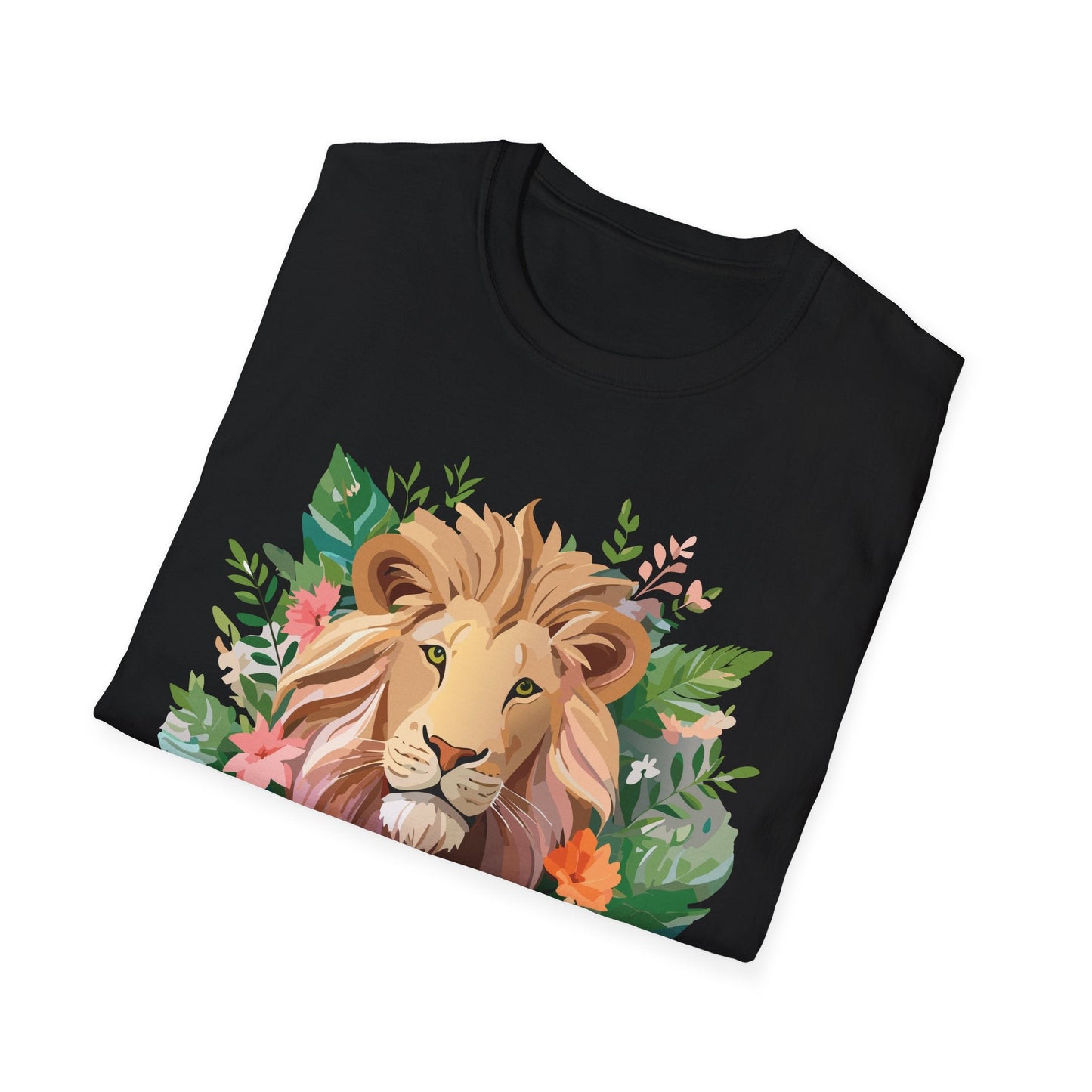 Lion Shirt Unisex Floral Lion Tee Animal Print Short Sleeve Tee