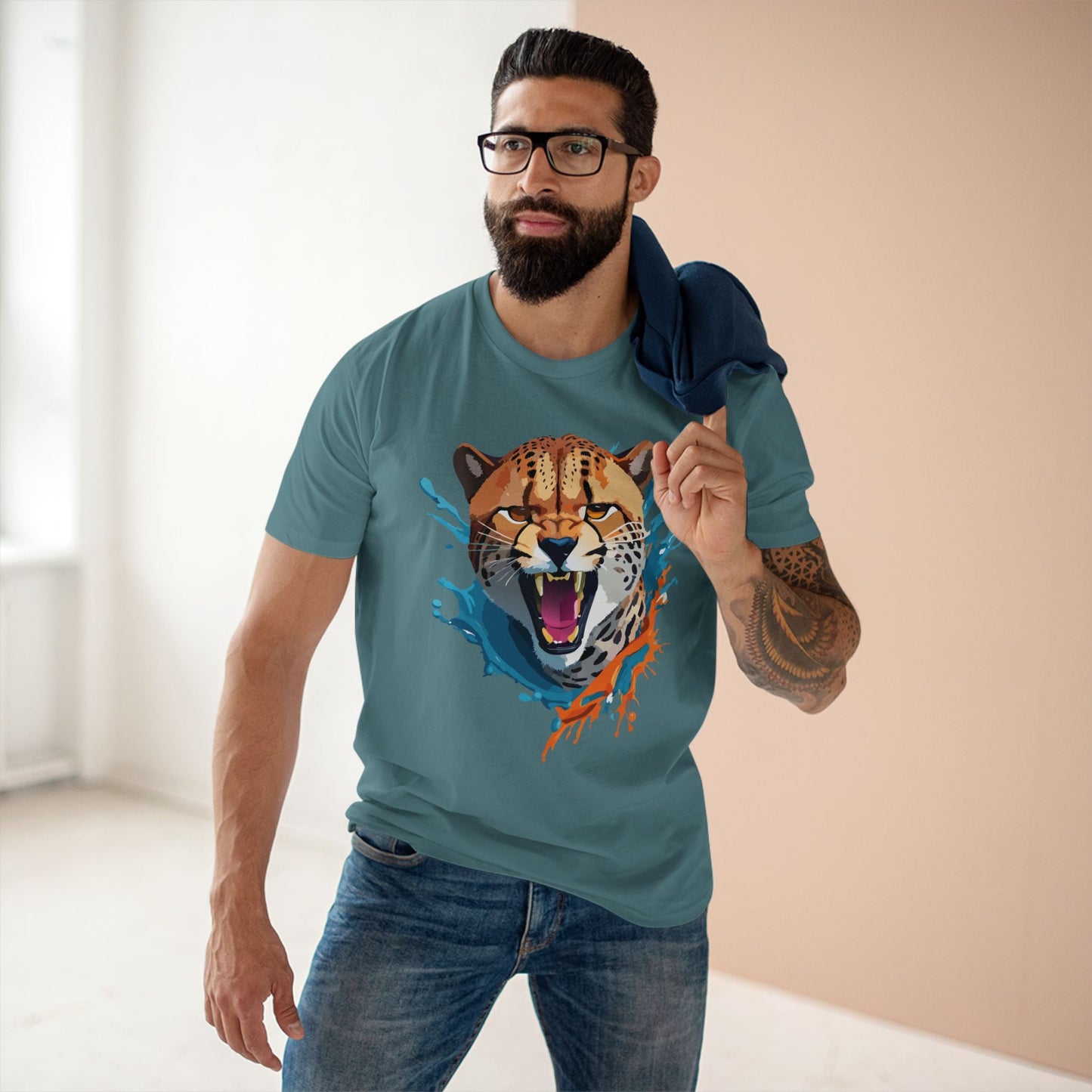 Cheetah Graphic Unisex 100 Cotton Staple Tee with Animal Design Artwork 26