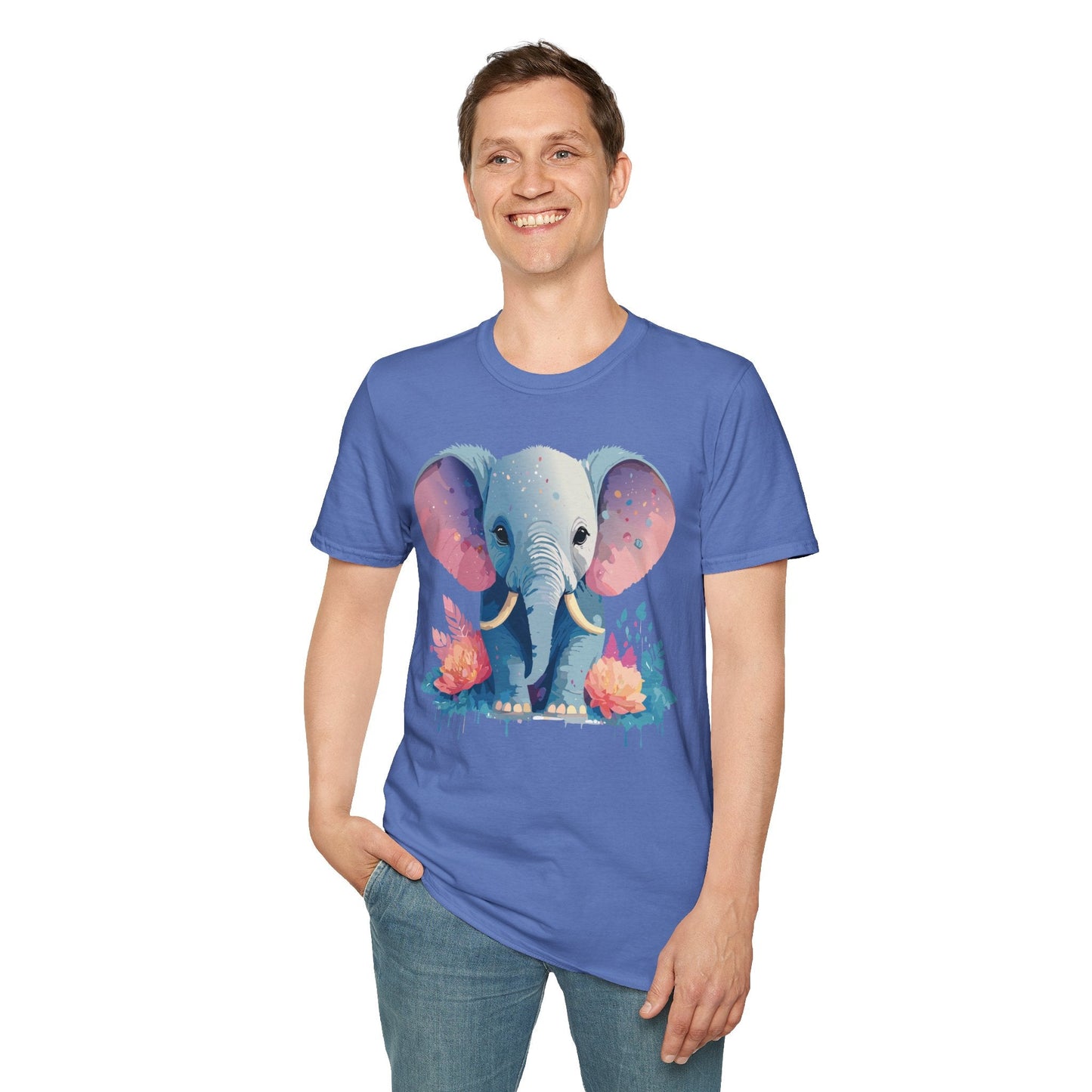 Elephant T Shirt For Adults Unisex Gildan Softstyle 64000 100 Percent Ring Spun Cotton Tee