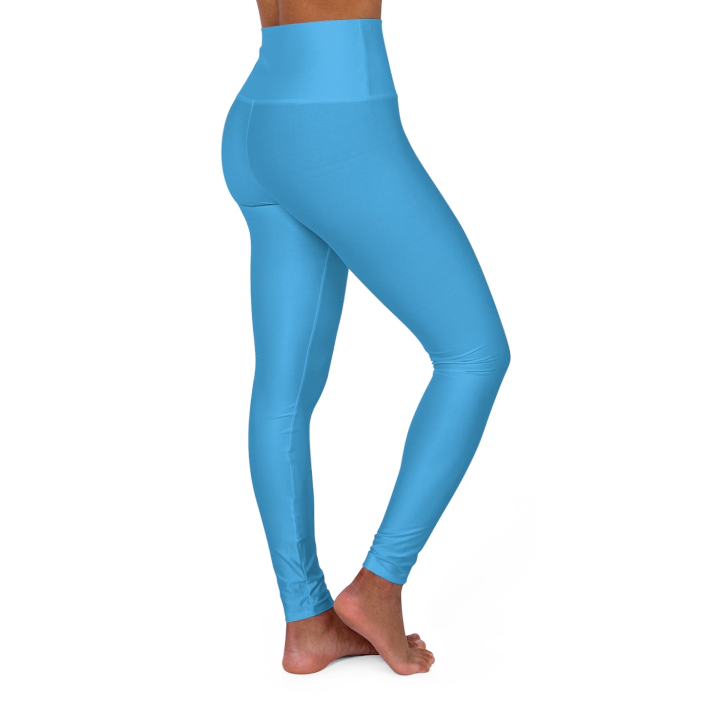 High-Waist Fresh Sky Blue Yoga Leggings Women's Seamless Poly-Span Solid Blue Stretchy Activewear for Pilates