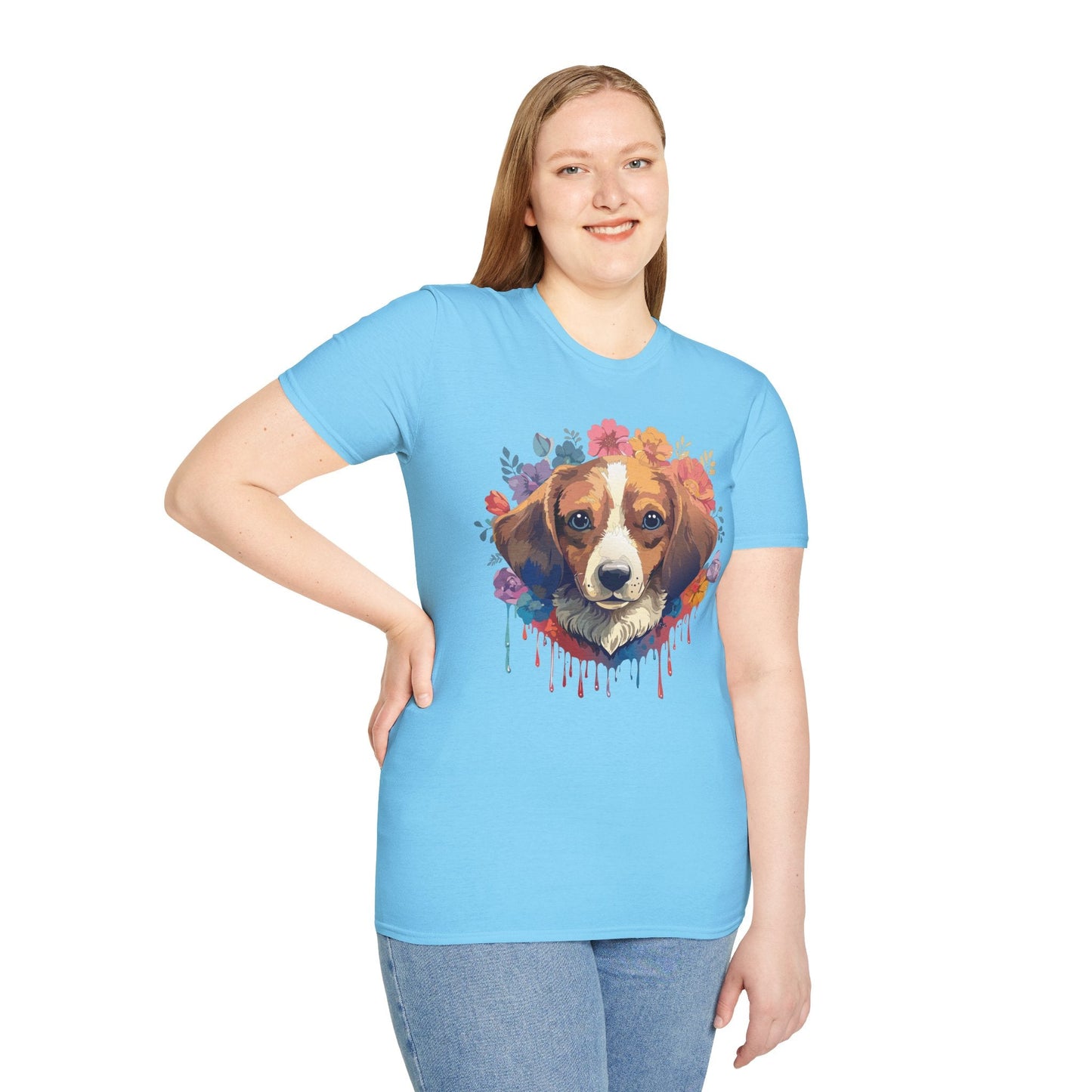 Unisex Dog Shirt Animal Print Tee Gildan Softstyle 64000 Cotton