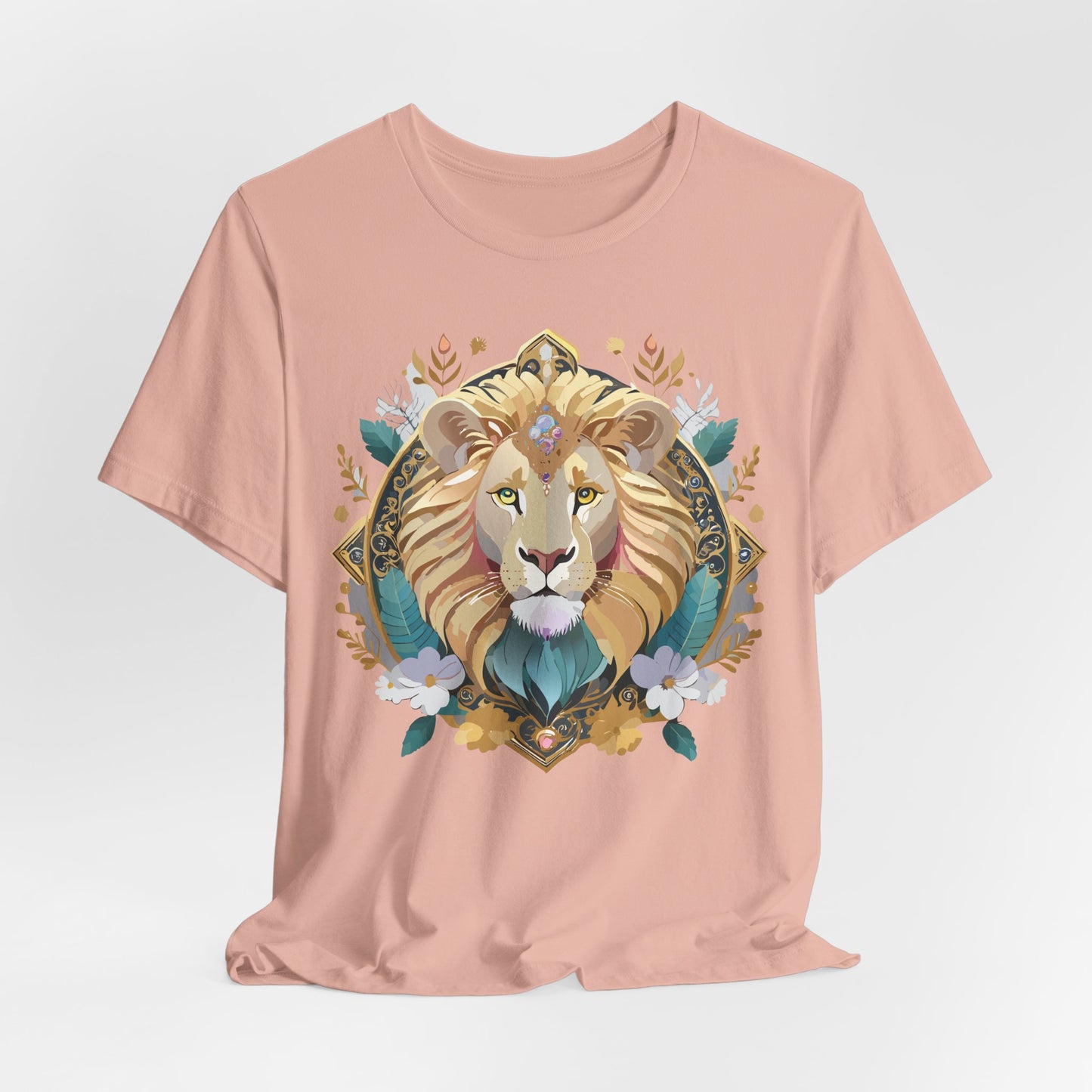 Unisex Lion Graphic Tee, Animal Shirt, Tee Shirt with Lion, Medallion T-Shirt, Animal Medallion Tees 2
