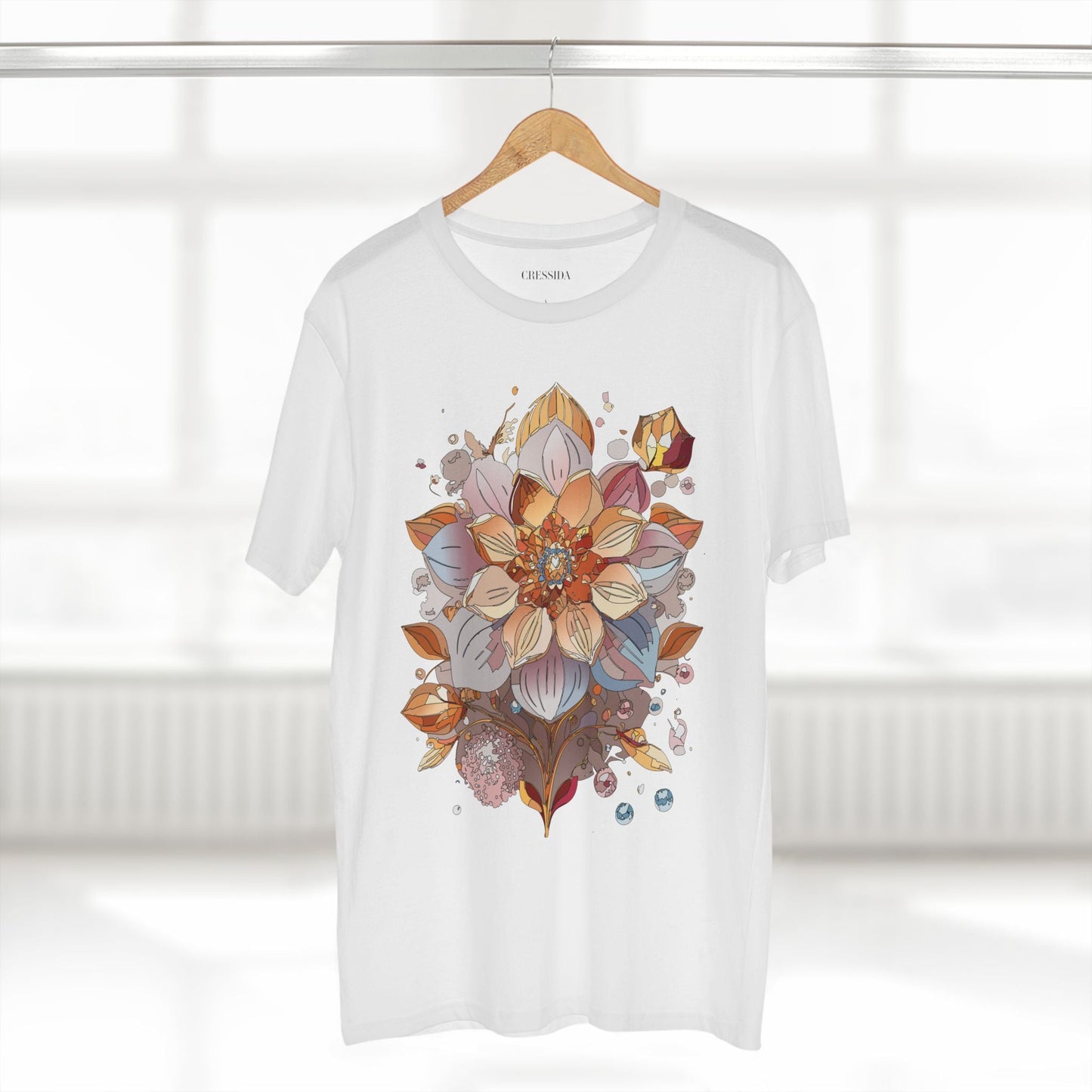 Floral Graphic T-Shirt Unisex 100 Cotton Art Design with Antique Flowers Tee 5