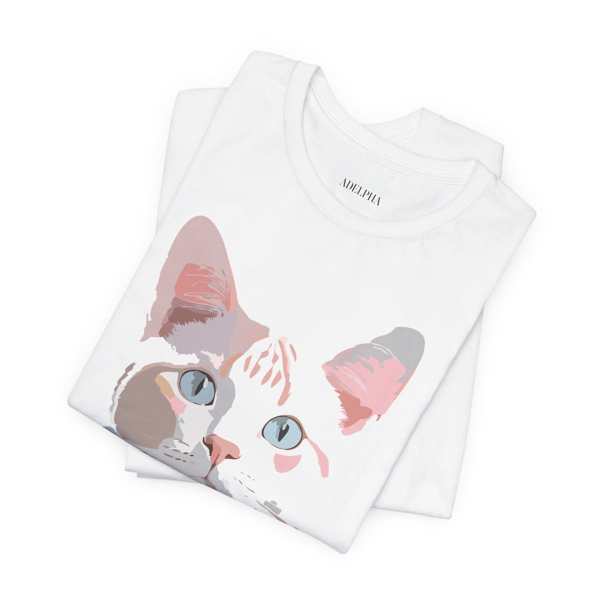 Cat Graphic Unisex Cotton Bella+Canvas Tee with Art Animal Design d04