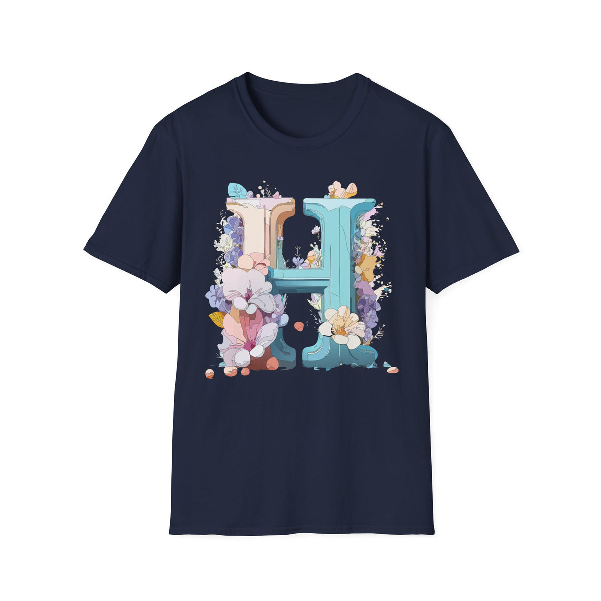 Floral H Monogram T-Shirt | Letter H Floral Initial Tee