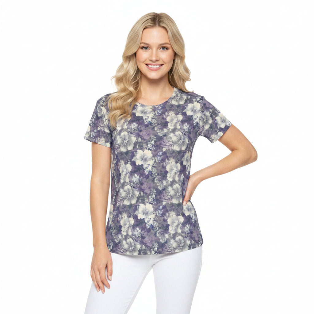 Women Poly T-Shirt with Floral Print